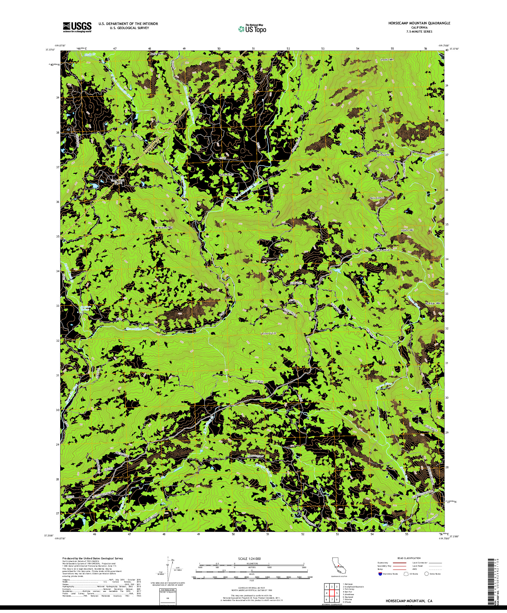 USGS US TOPO 7.5-MINUTE MAP FOR HORSECAMP MOUNTAIN, CA 2018