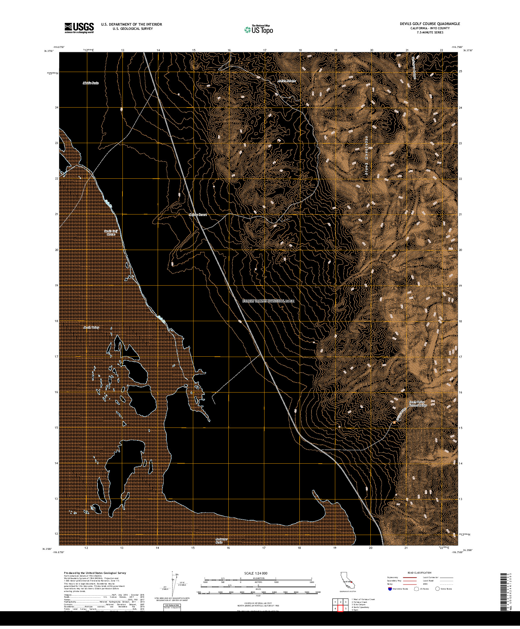 USGS US TOPO 7.5-MINUTE MAP FOR DEVILS GOLF COURSE, CA 2018