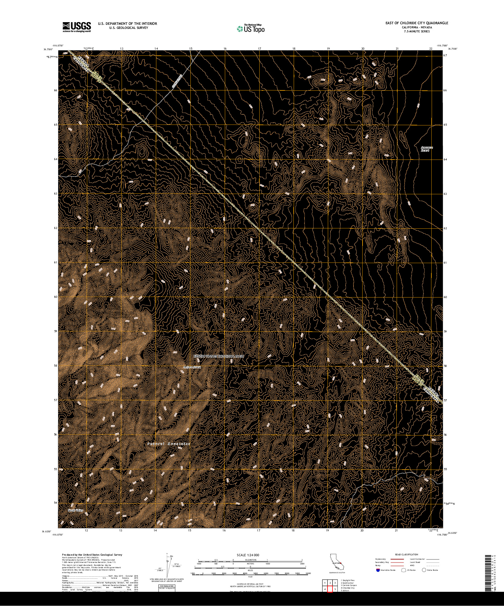 USGS US TOPO 7.5-MINUTE MAP FOR EAST OF CHLORIDE CITY, CA,NV 2018