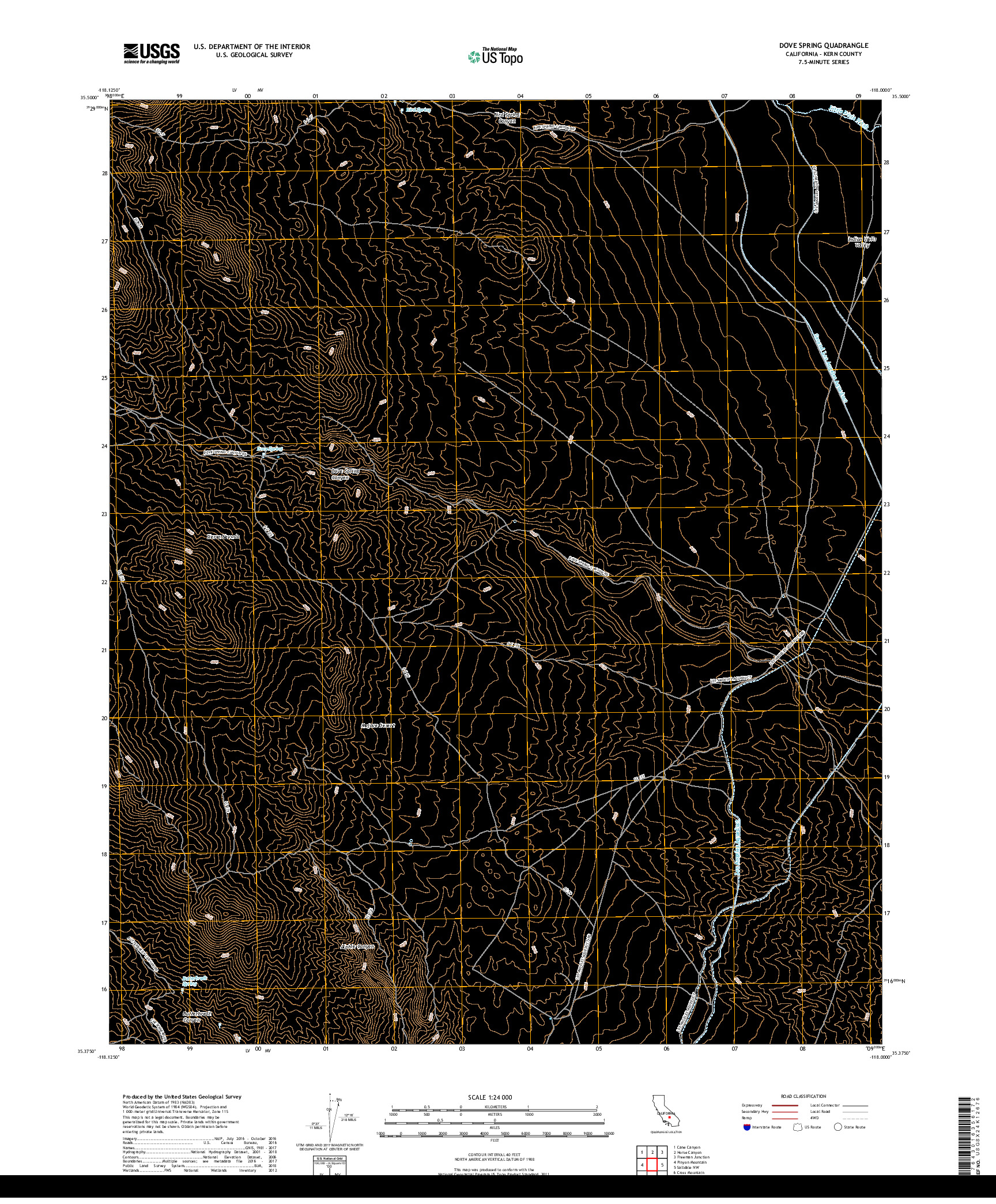 USGS US TOPO 7.5-MINUTE MAP FOR DOVE SPRING, CA 2018