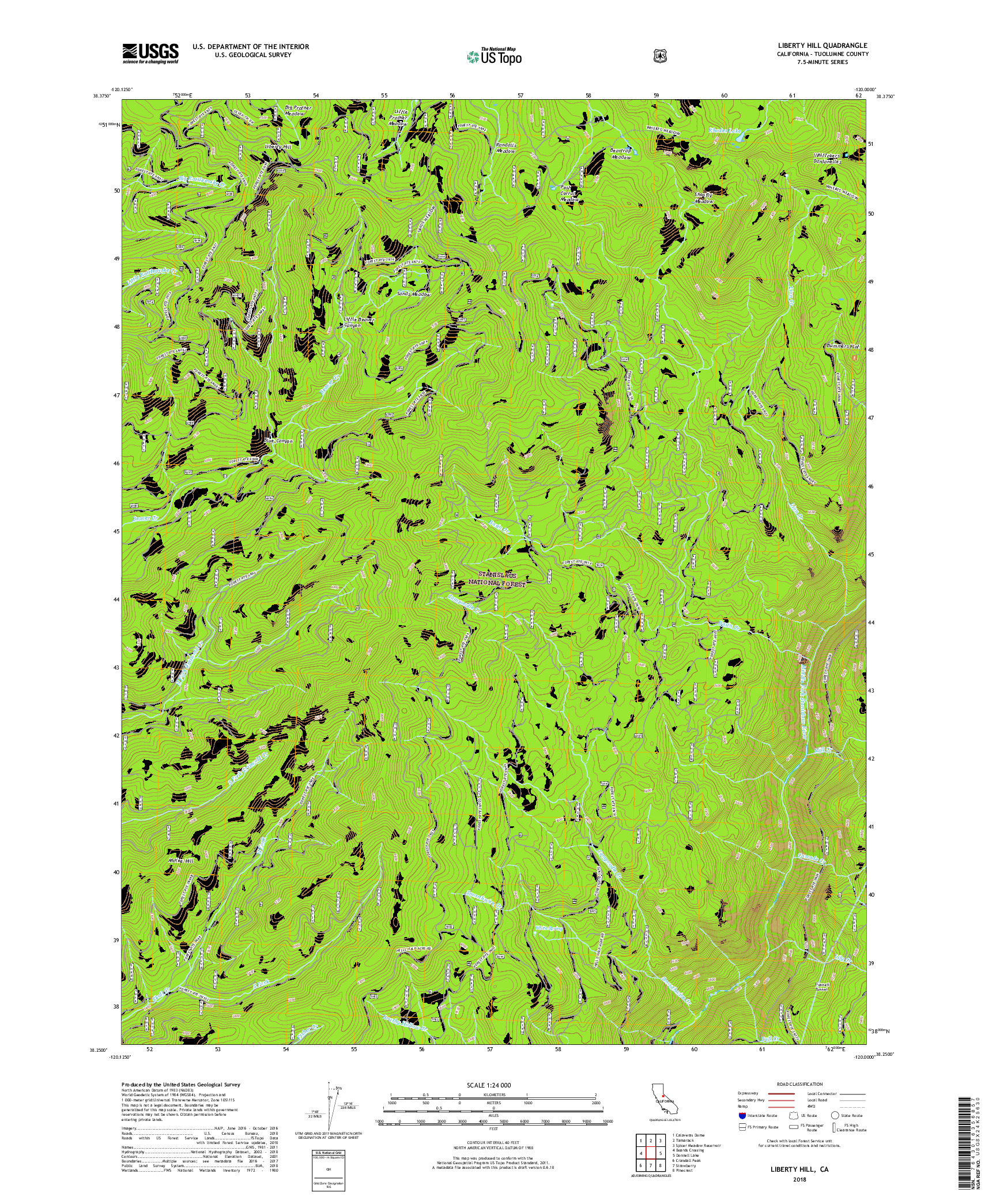 USGS US TOPO 7.5-MINUTE MAP FOR LIBERTY HILL, CA 2018