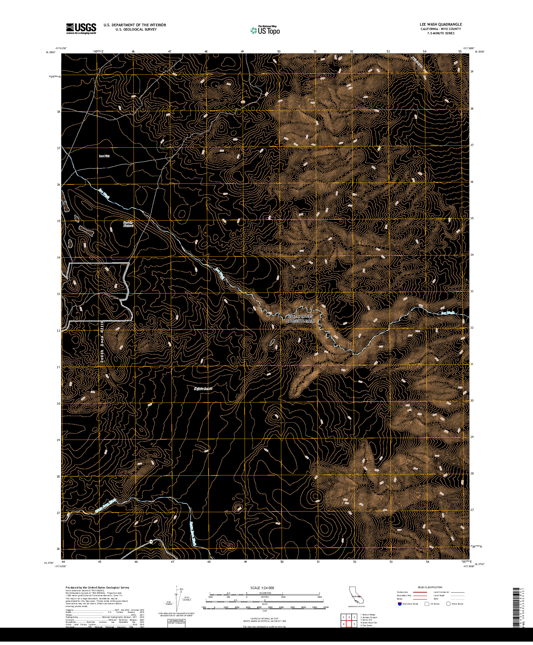 USGS US TOPO 7.5-MINUTE MAP FOR LEE WASH, CA 2018