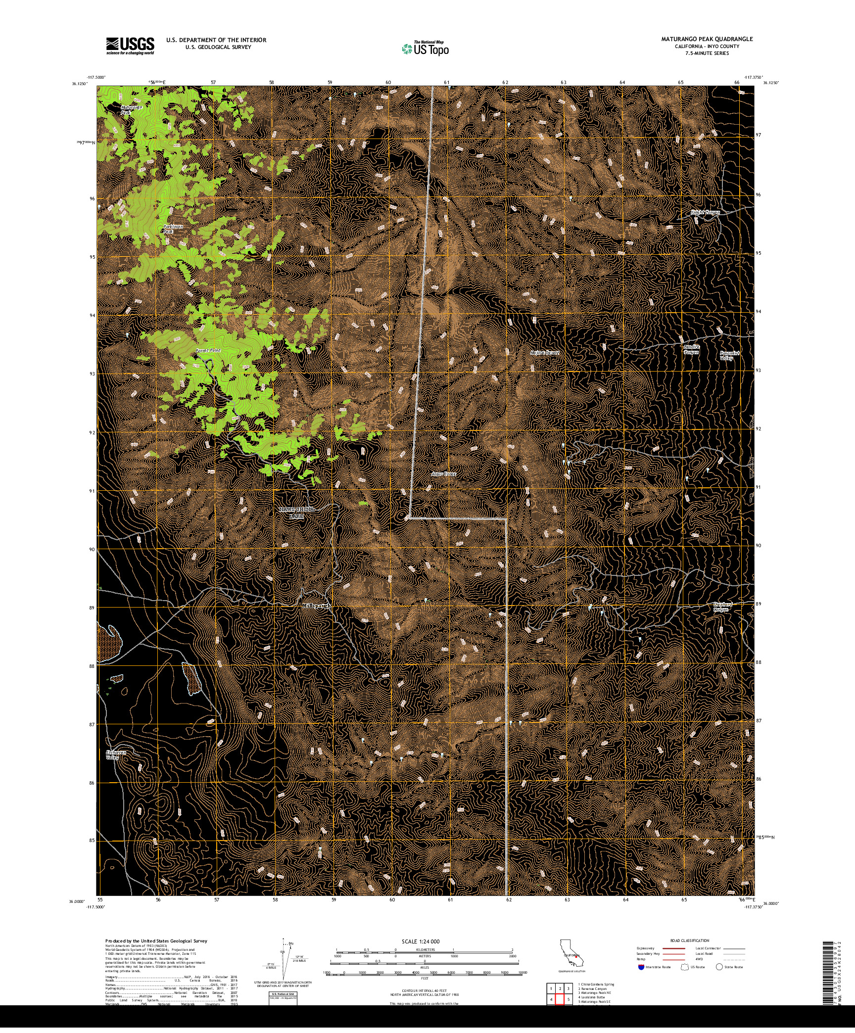 USGS US TOPO 7.5-MINUTE MAP FOR MATURANGO PEAK, CA 2018