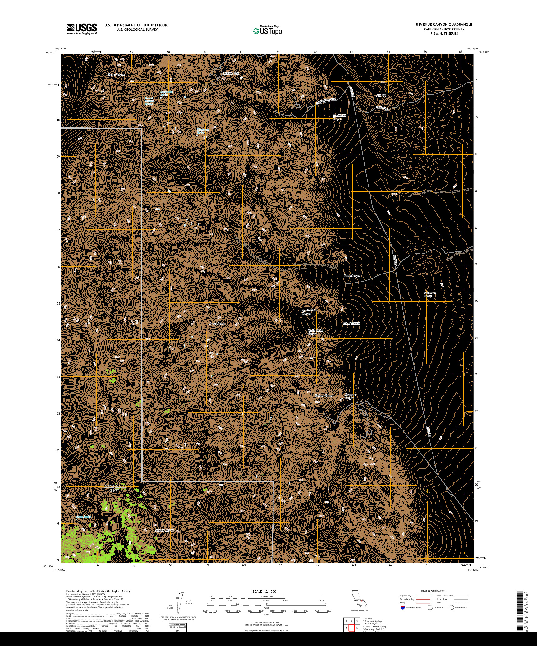 USGS US TOPO 7.5-MINUTE MAP FOR REVENUE CANYON, CA 2018