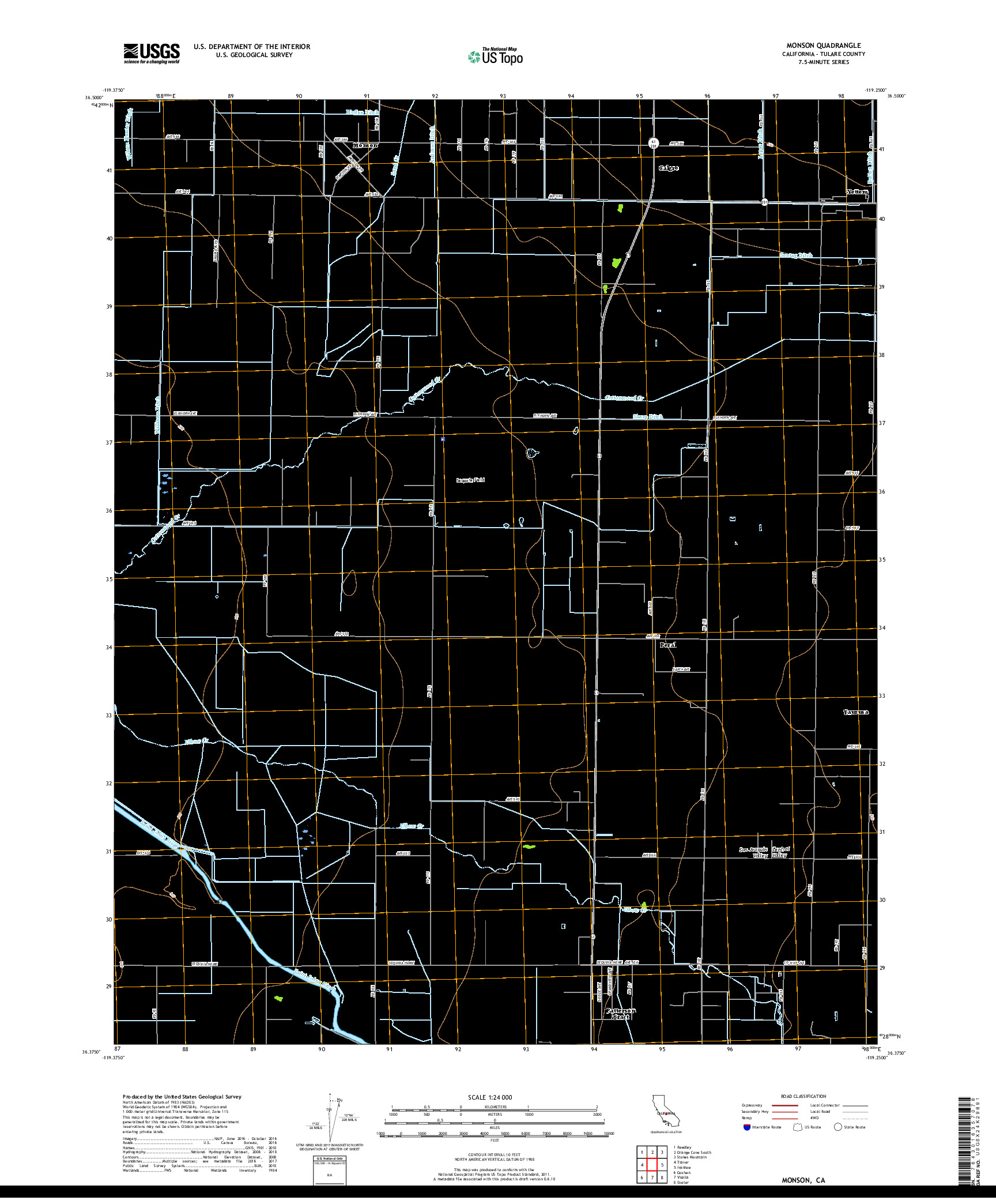 USGS US TOPO 7.5-MINUTE MAP FOR MONSON, CA 2018