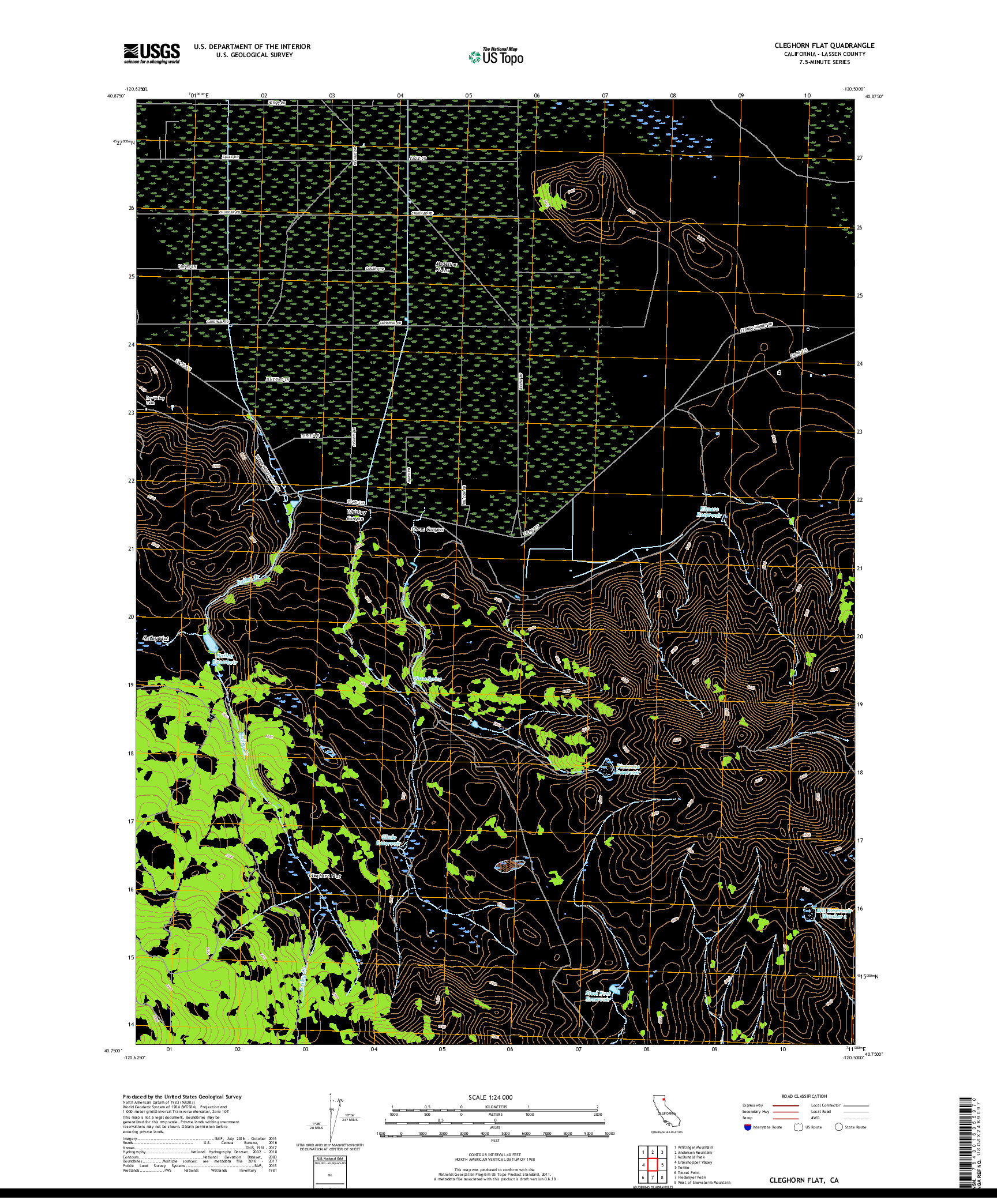 USGS US TOPO 7.5-MINUTE MAP FOR CLEGHORN FLAT, CA 2018