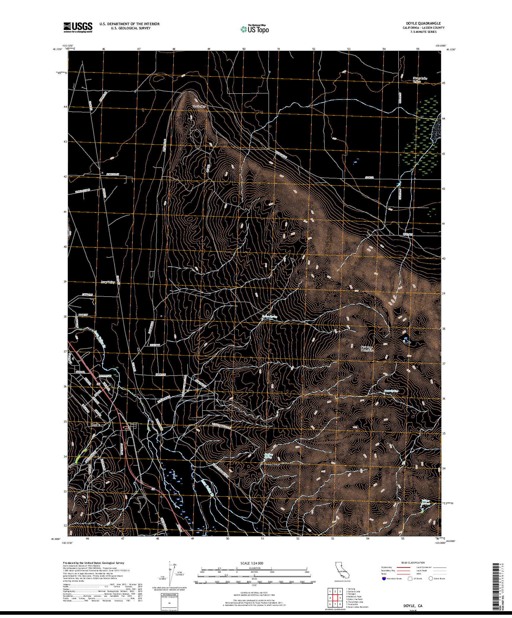 USGS US TOPO 7.5-MINUTE MAP FOR DOYLE, CA 2018