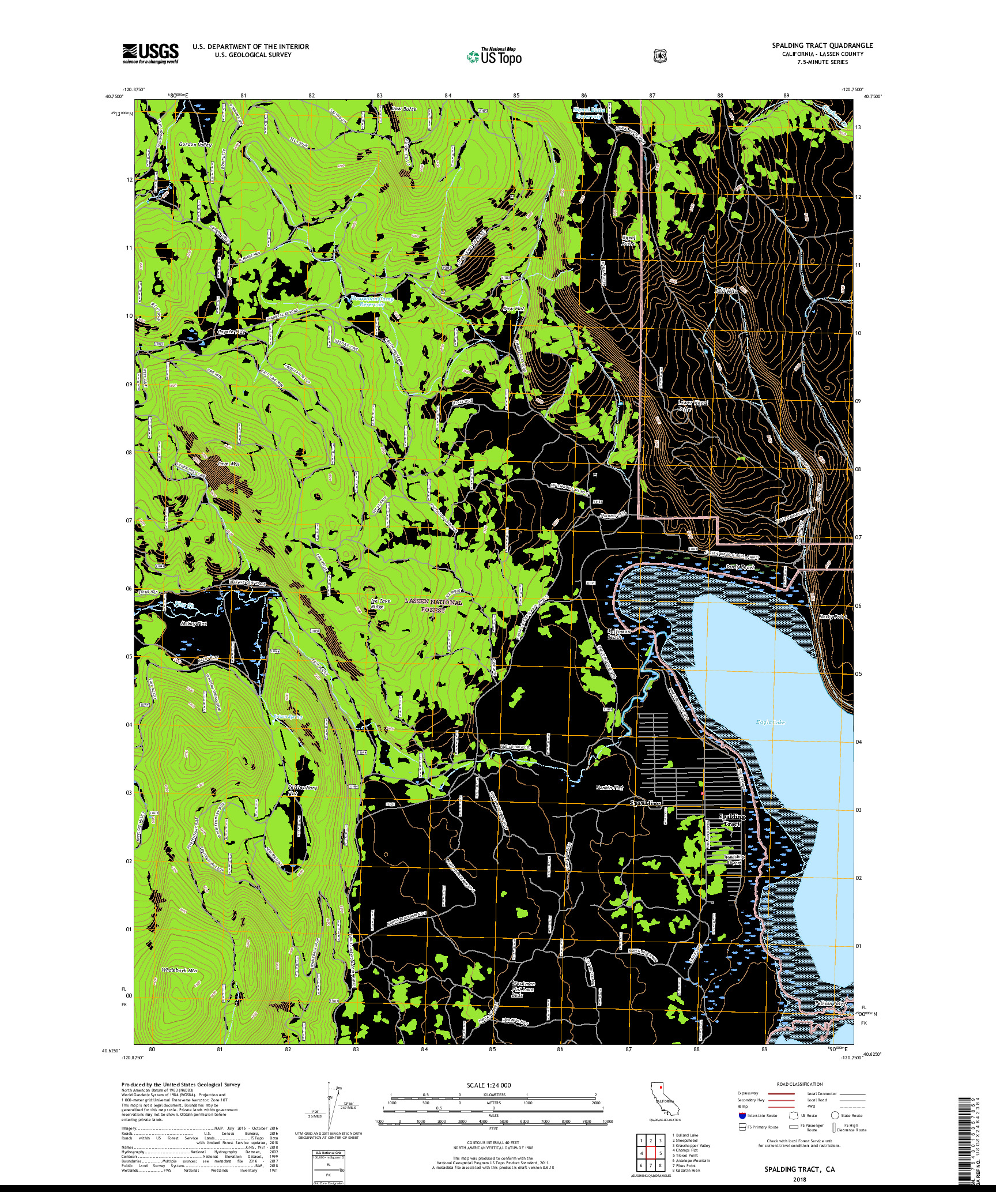 USGS US TOPO 7.5-MINUTE MAP FOR SPALDING TRACT, CA 2018