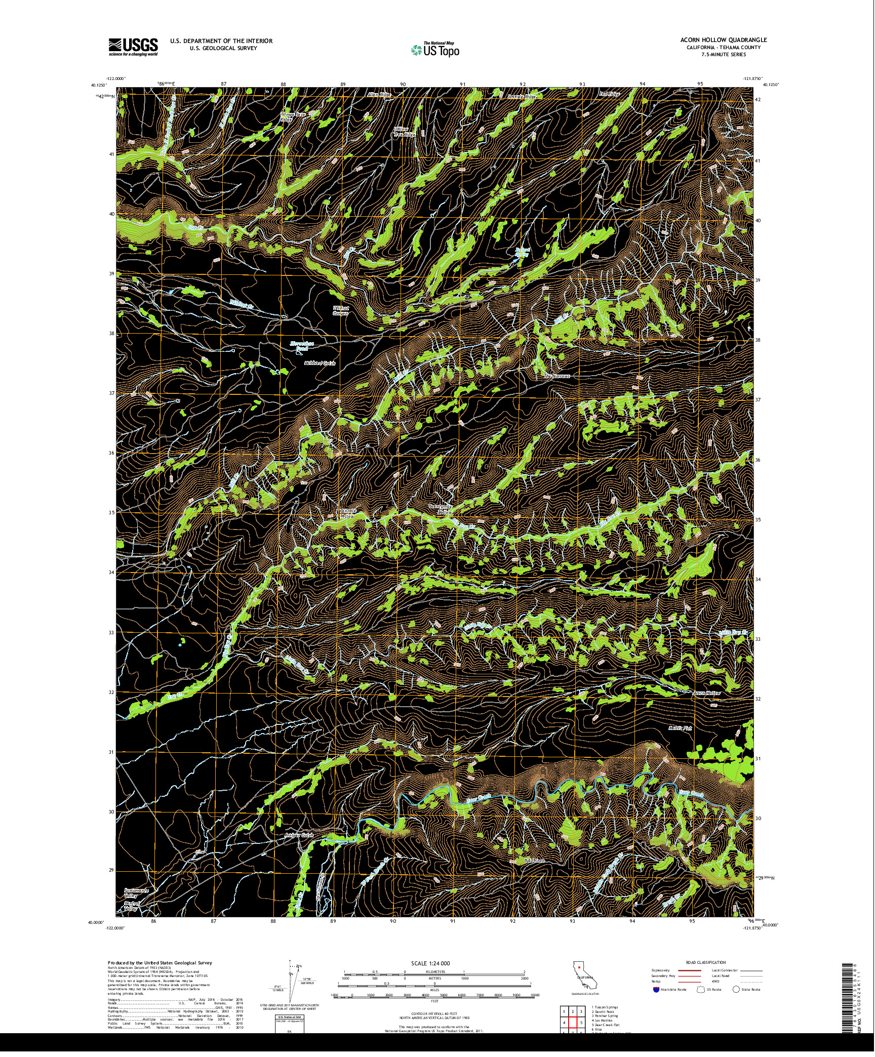 USGS US TOPO 7.5-MINUTE MAP FOR ACORN HOLLOW, CA 2018