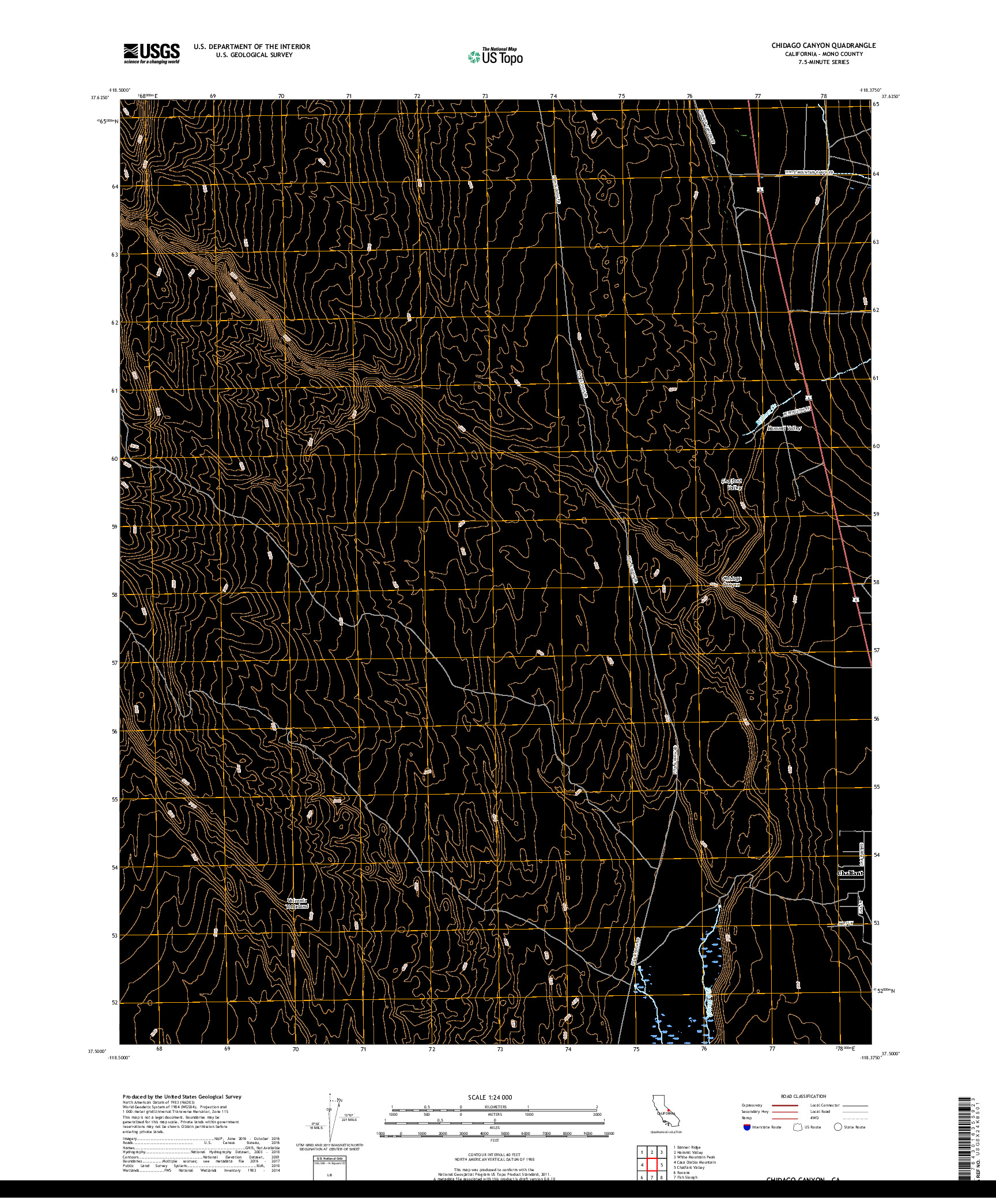 USGS US TOPO 7.5-MINUTE MAP FOR CHIDAGO CANYON, CA 2018