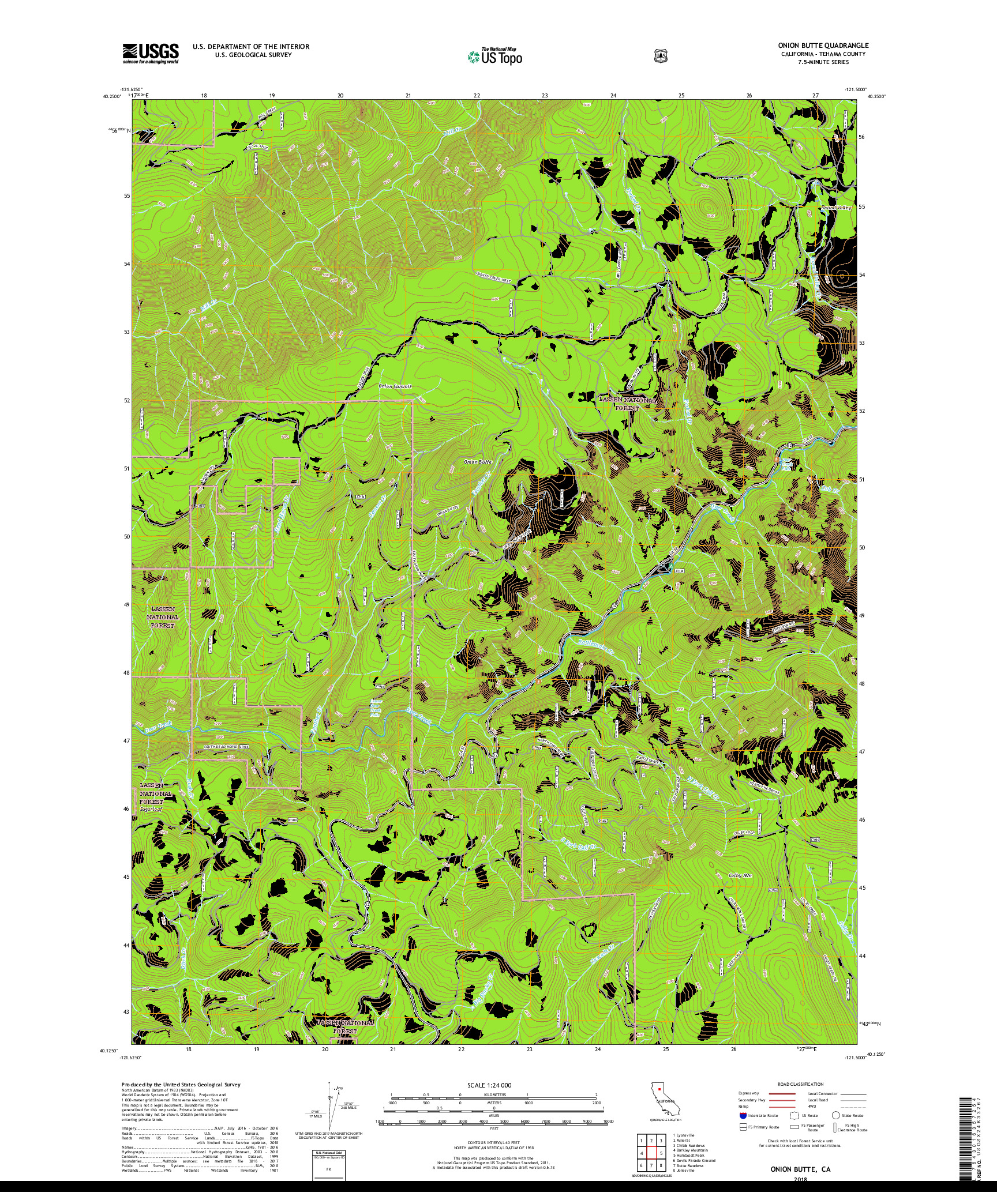 USGS US TOPO 7.5-MINUTE MAP FOR ONION BUTTE, CA 2018