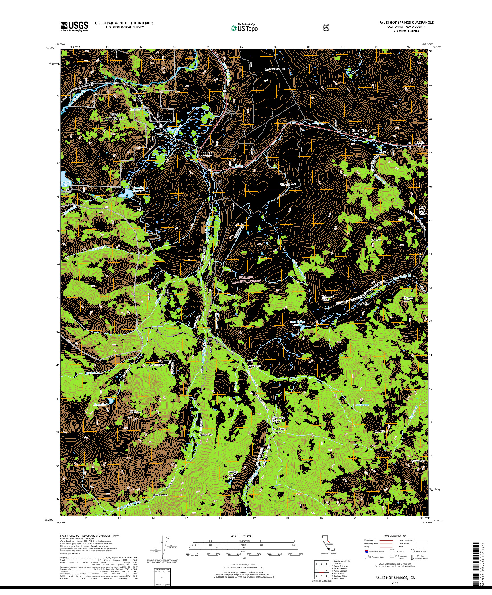 USGS US TOPO 7.5-MINUTE MAP FOR FALES HOT SPRINGS, CA 2018