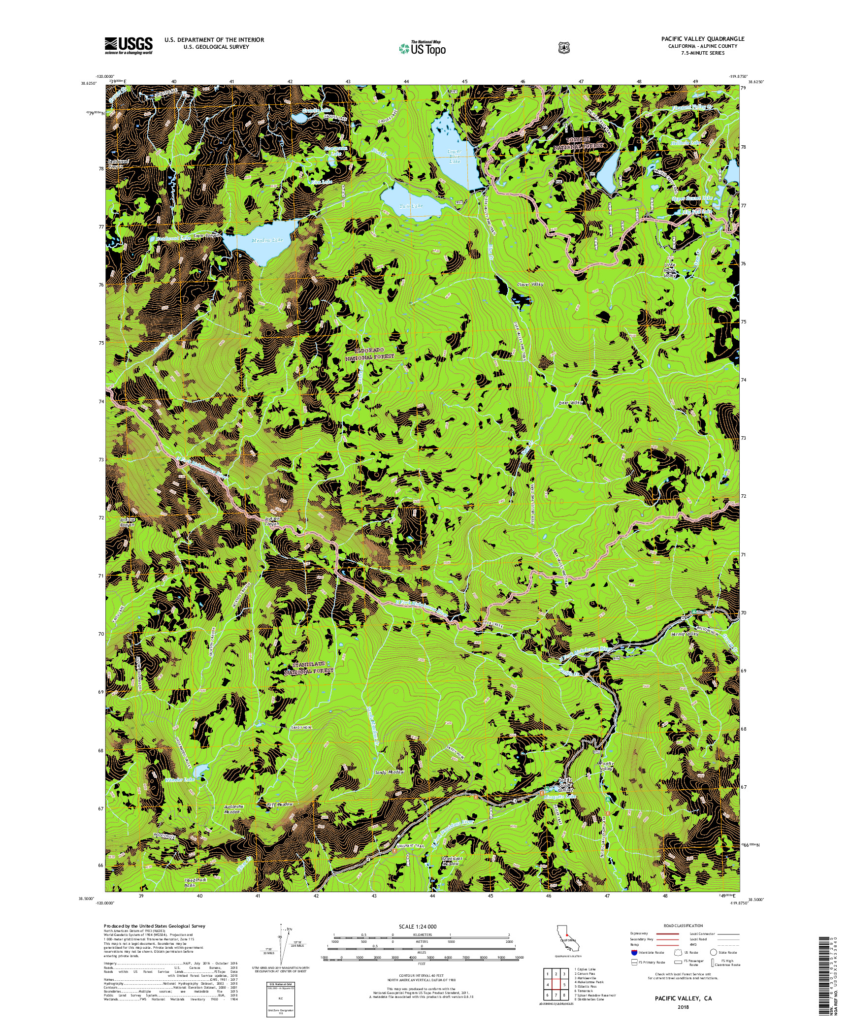 USGS US TOPO 7.5-MINUTE MAP FOR PACIFIC VALLEY, CA 2018