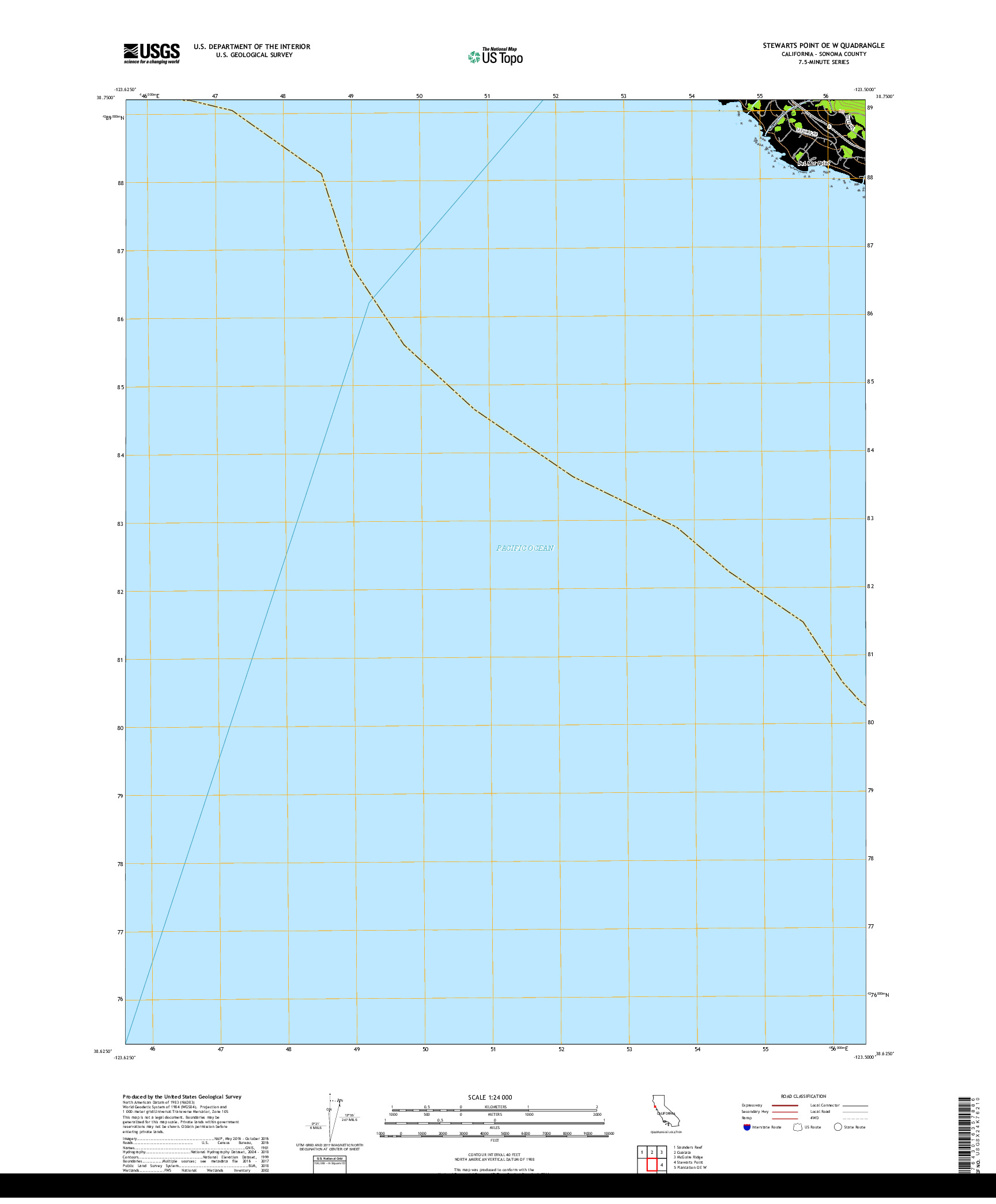 USGS US TOPO 7.5-MINUTE MAP FOR STEWARTS POINT OE W, CA 2018