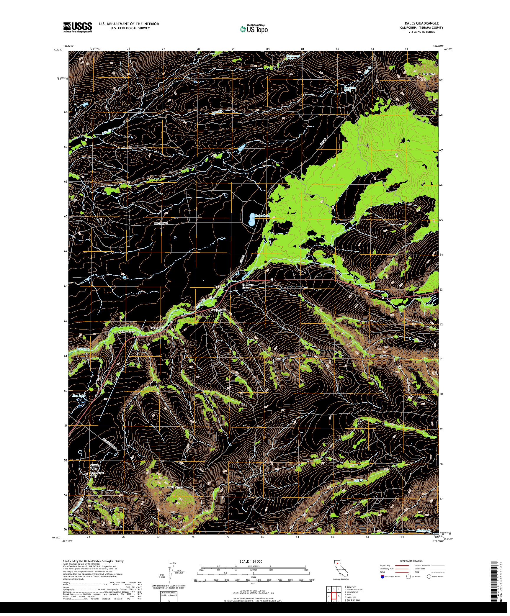 USGS US TOPO 7.5-MINUTE MAP FOR DALES, CA 2018