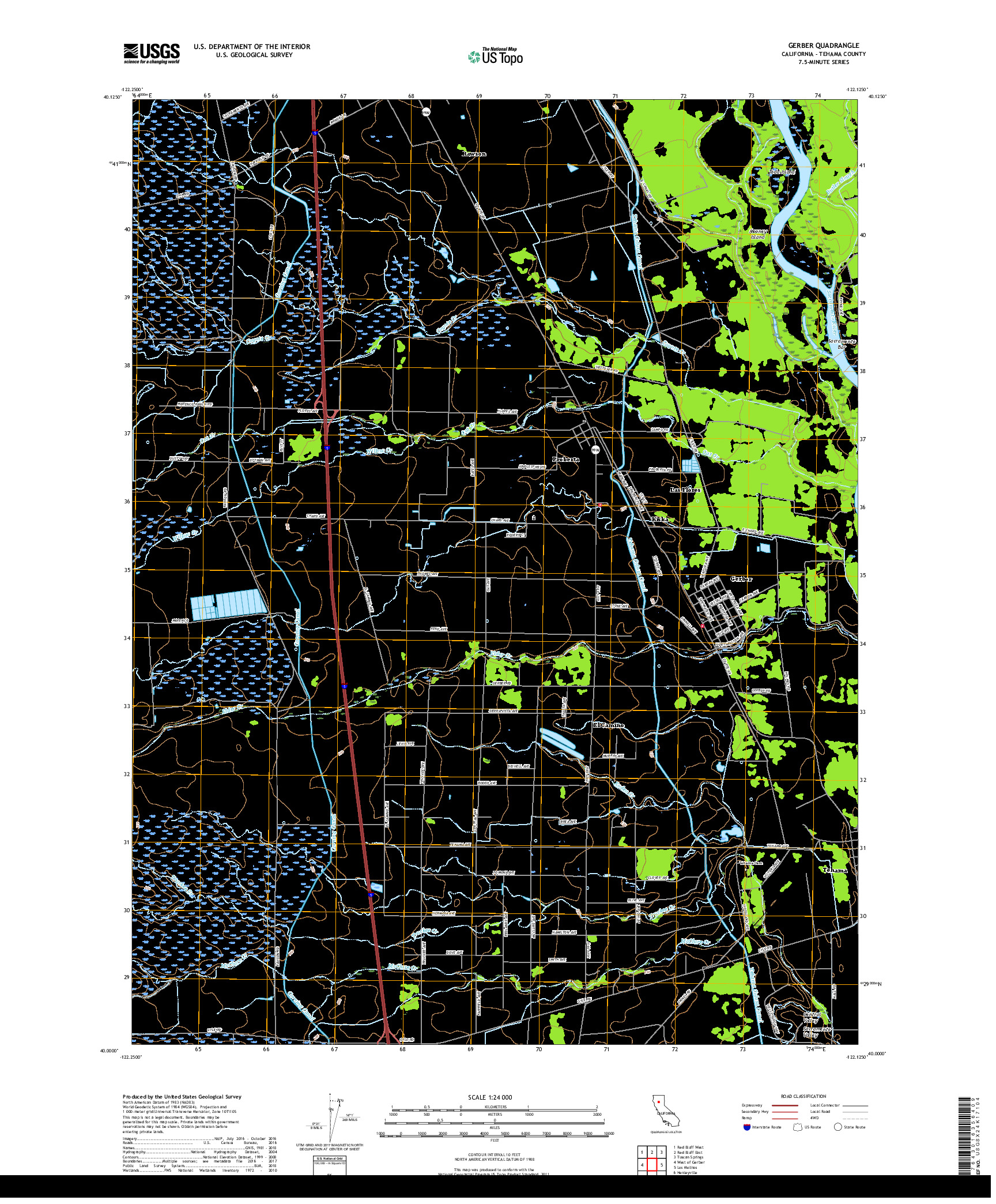 USGS US TOPO 7.5-MINUTE MAP FOR GERBER, CA 2018