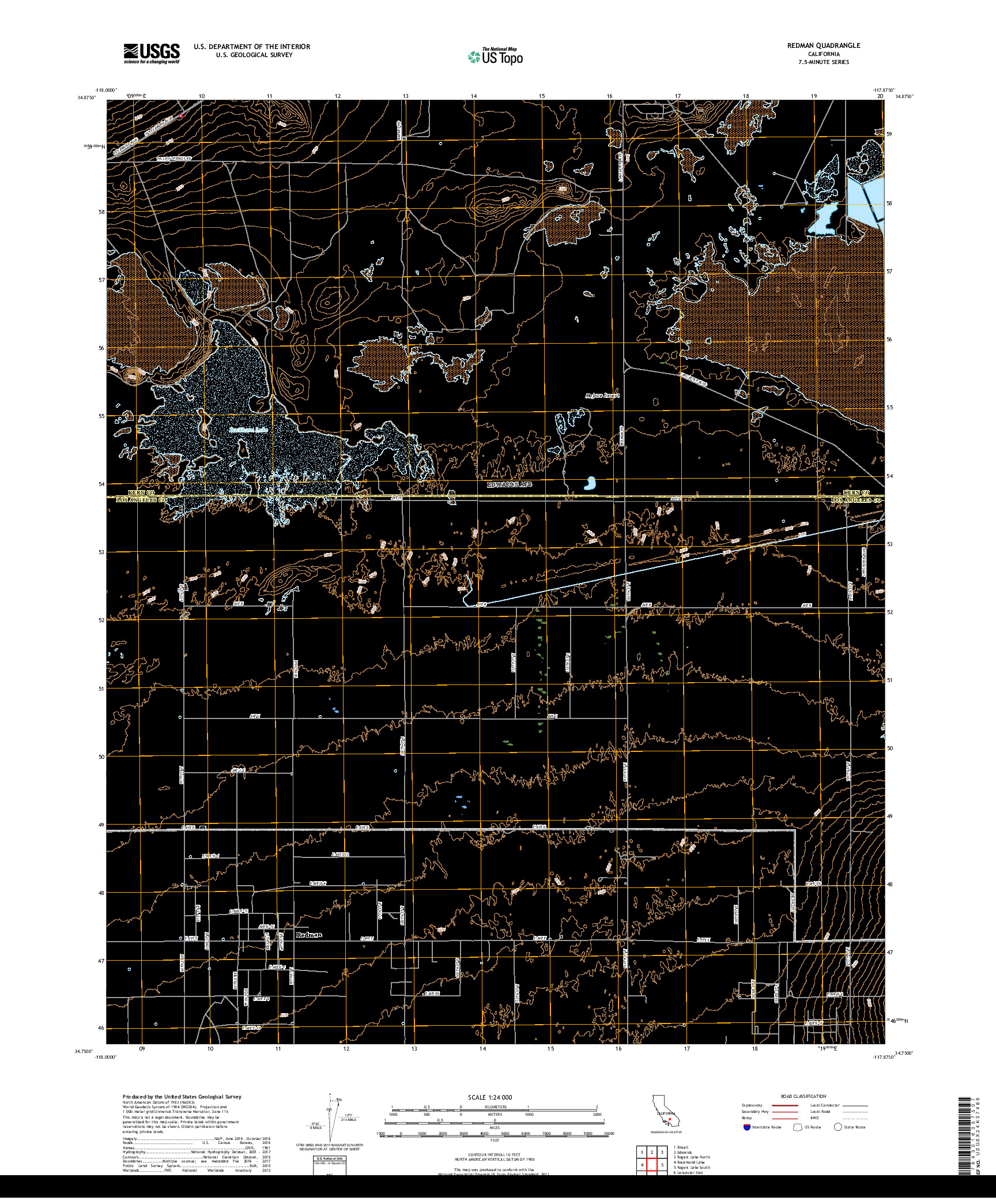 USGS US TOPO 7.5-MINUTE MAP FOR REDMAN, CA 2018