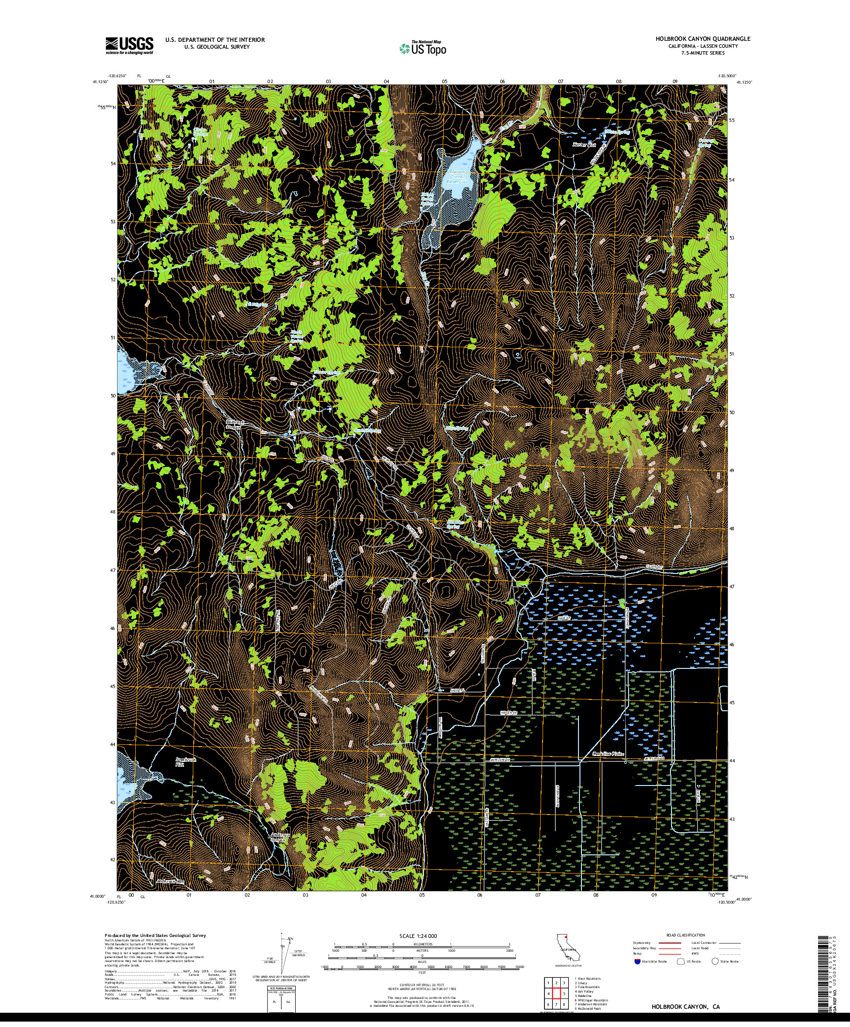 USGS US TOPO 7.5-MINUTE MAP FOR HOLBROOK CANYON, CA 2018