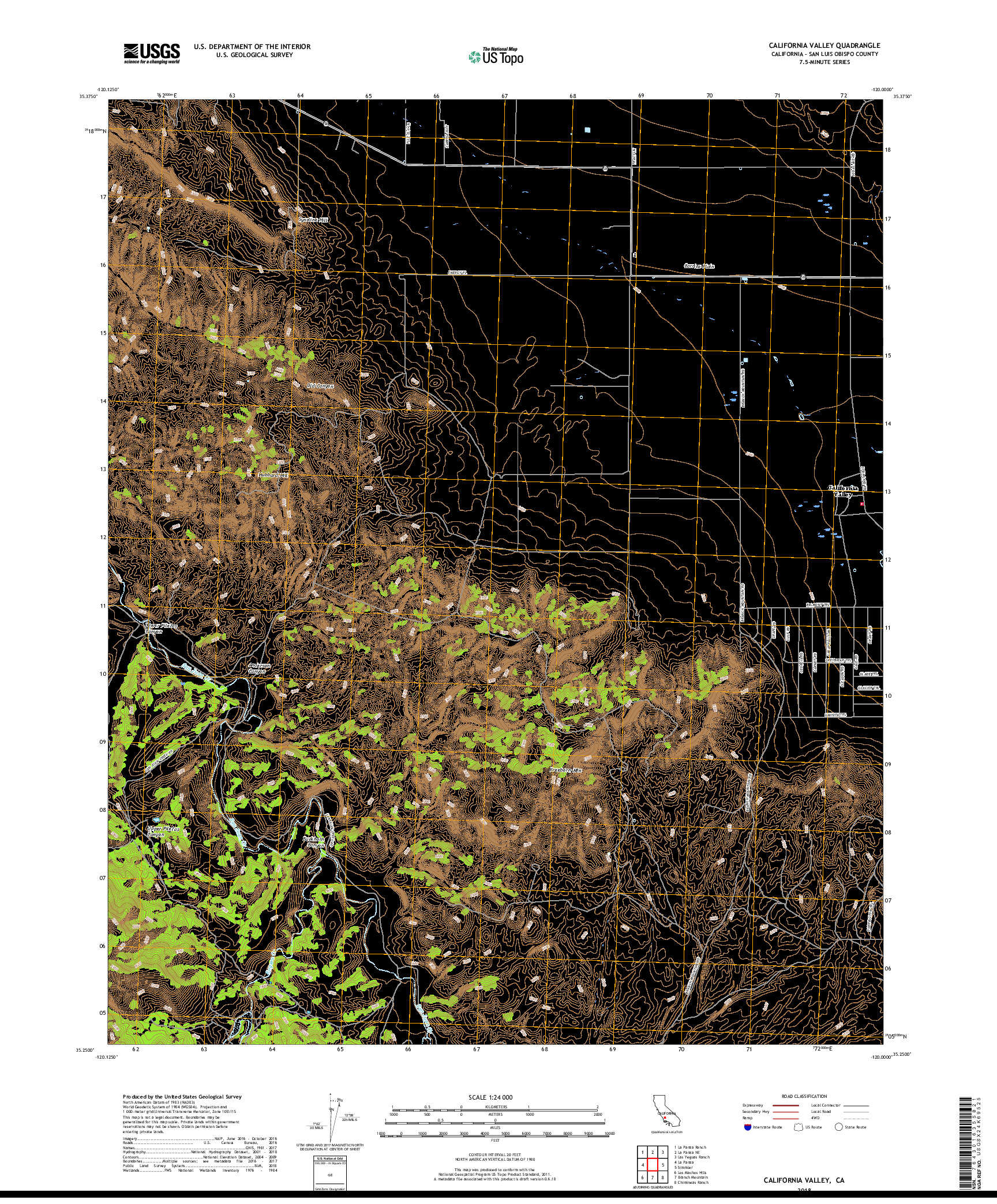 USGS US TOPO 7.5-MINUTE MAP FOR CALIFORNIA VALLEY, CA 2018