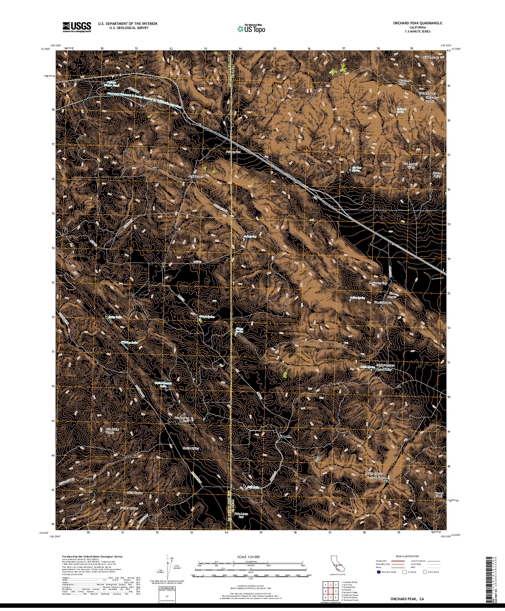 USGS US TOPO 7.5-MINUTE MAP FOR ORCHARD PEAK, CA 2018