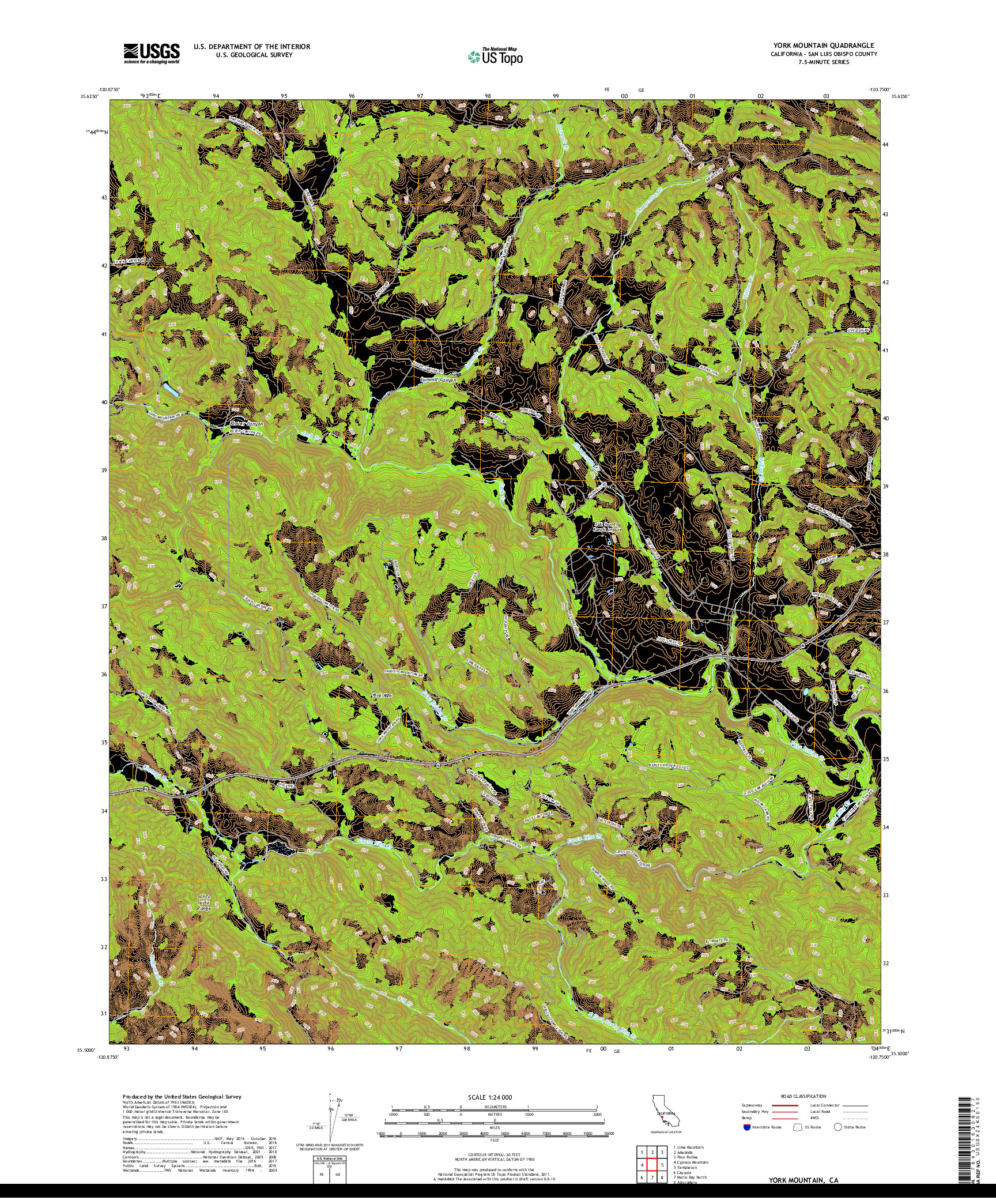 USGS US TOPO 7.5-MINUTE MAP FOR YORK MOUNTAIN, CA 2018