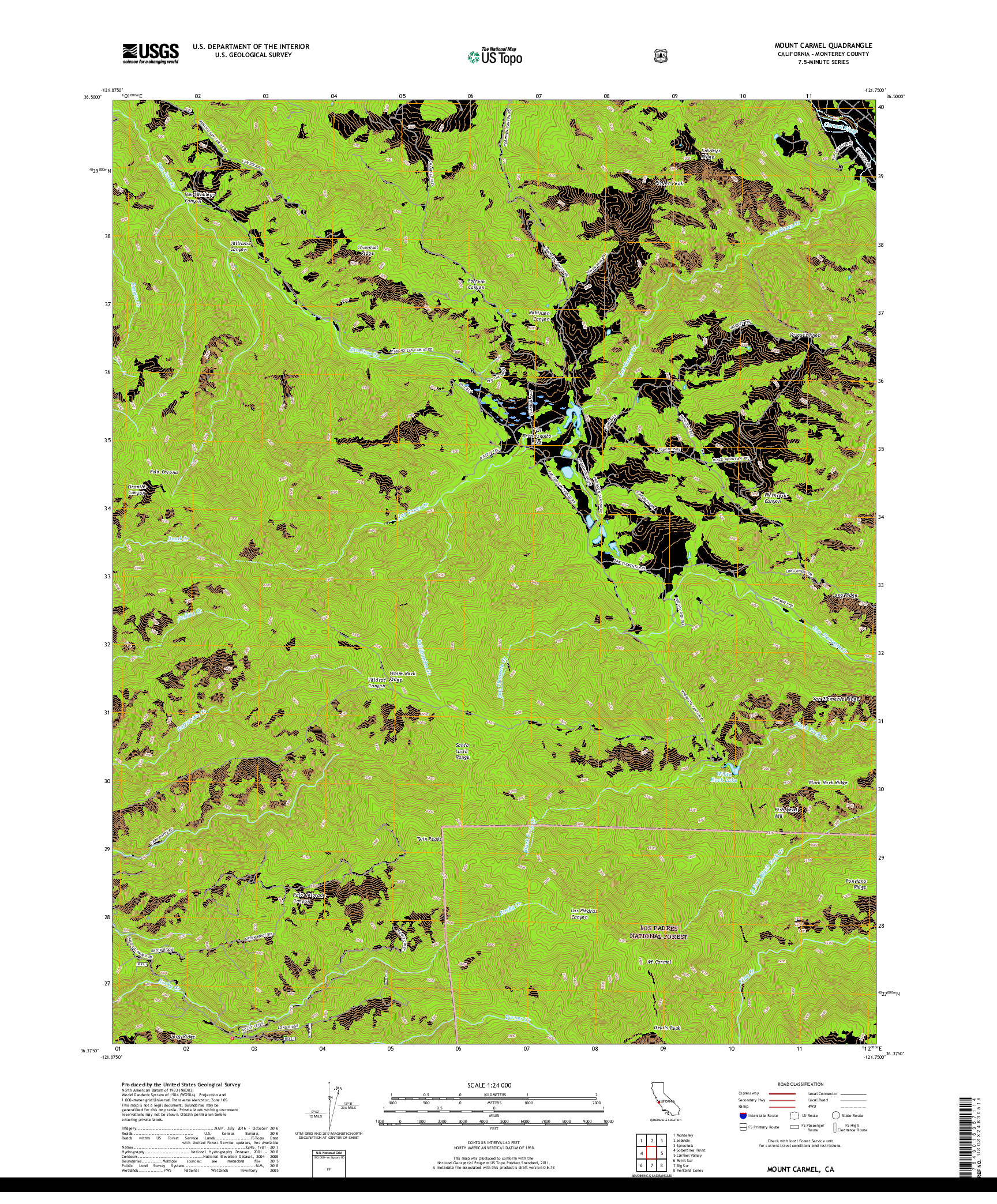 USGS US TOPO 7.5-MINUTE MAP FOR MOUNT CARMEL, CA 2018