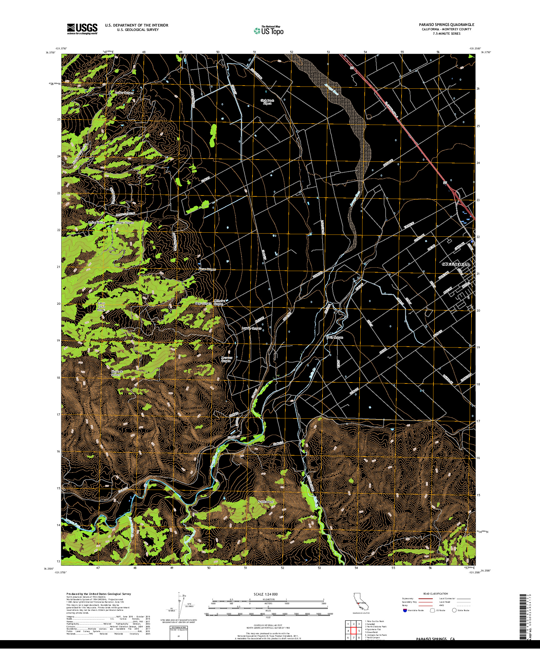 USGS US TOPO 7.5-MINUTE MAP FOR PARAISO SPRINGS, CA 2018