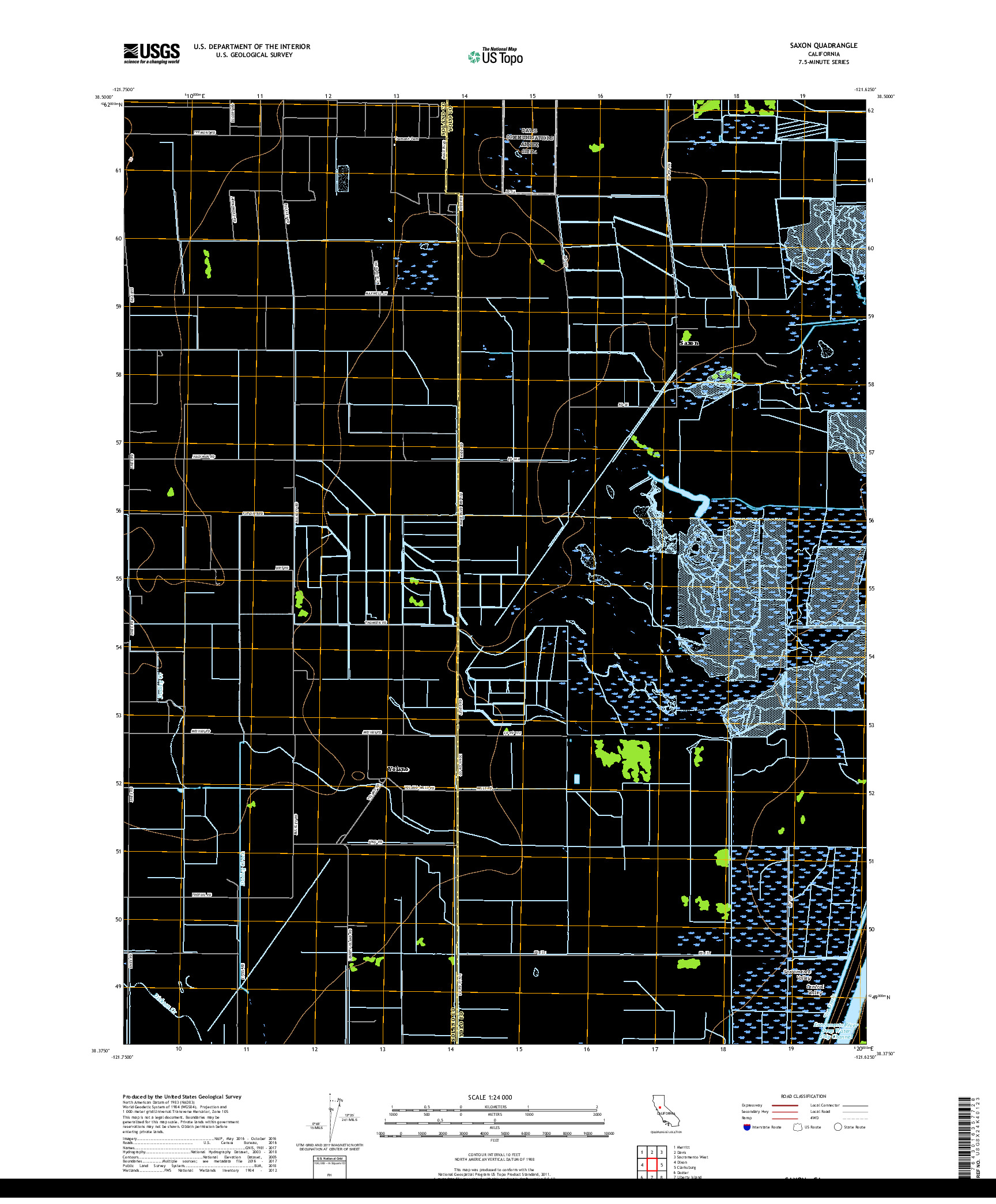 USGS US TOPO 7.5-MINUTE MAP FOR SAXON, CA 2018