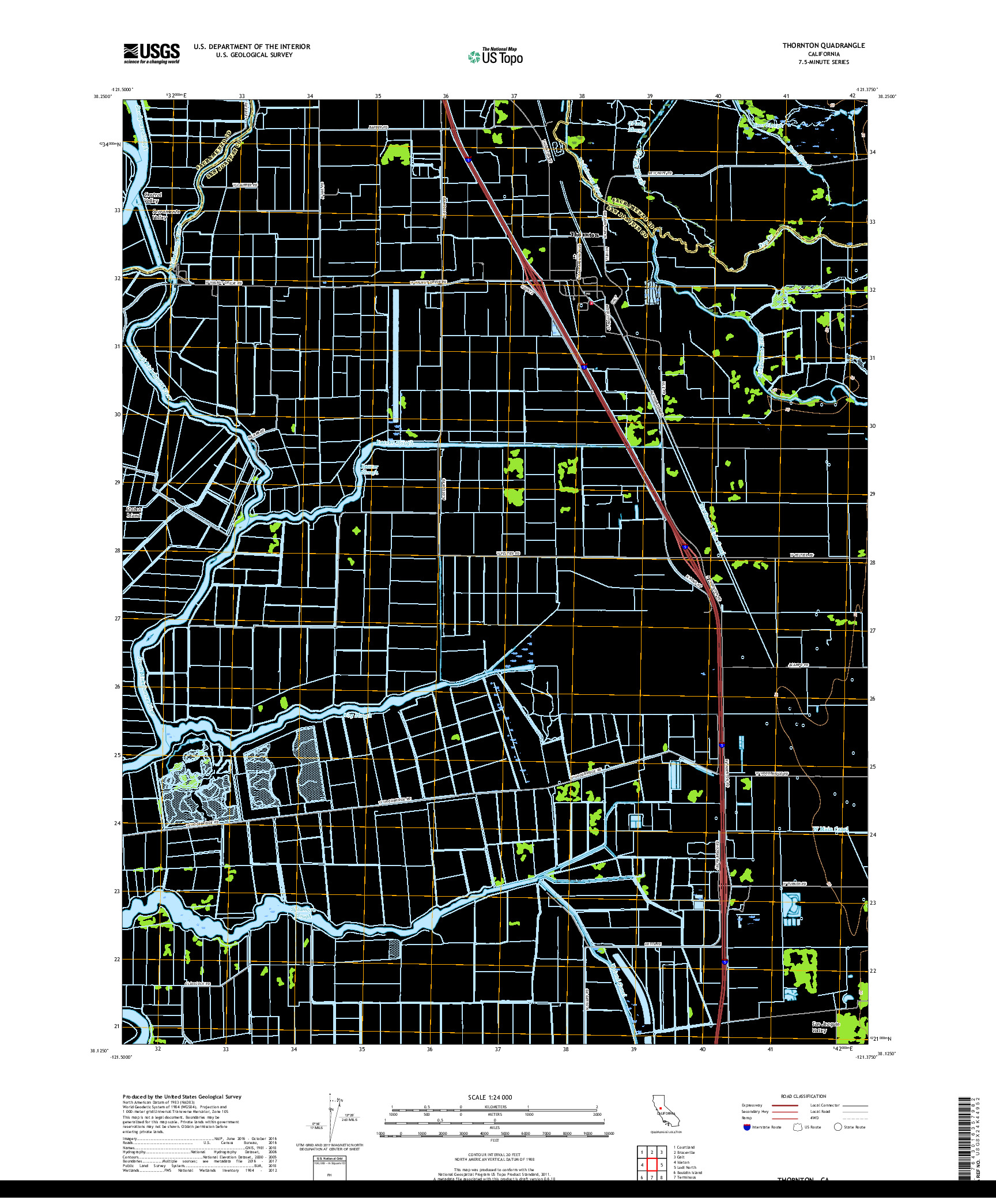 USGS US TOPO 7.5-MINUTE MAP FOR THORNTON, CA 2018