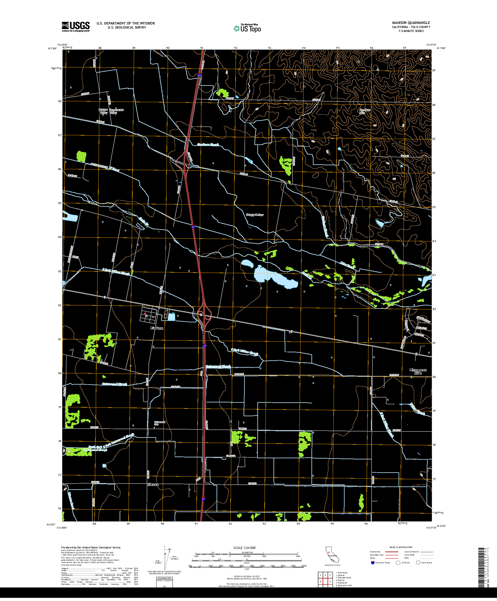 USGS US TOPO 7.5-MINUTE MAP FOR MADISON, CA 2018