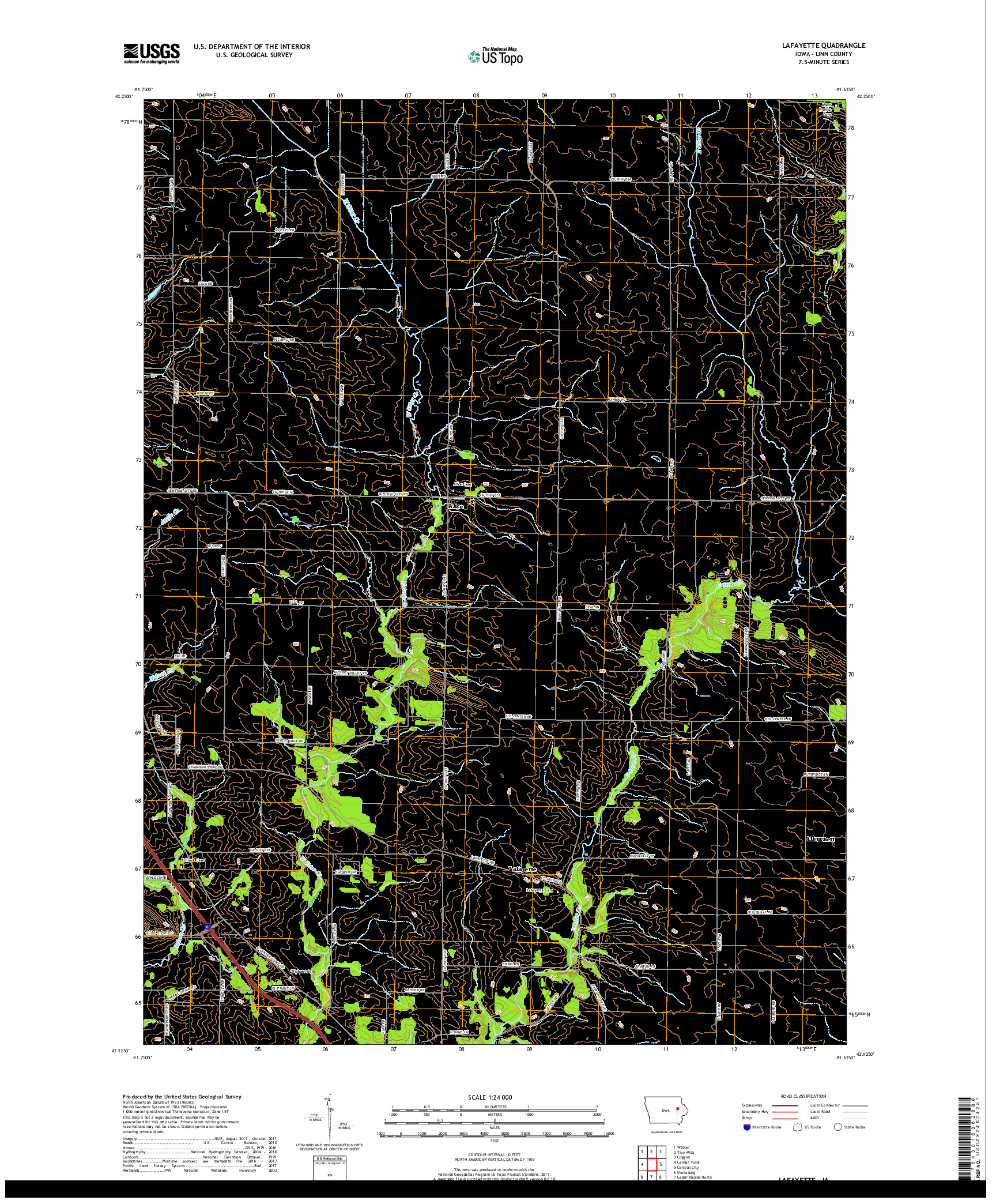 USGS US TOPO 7.5-MINUTE MAP FOR LAFAYETTE, IA 2018