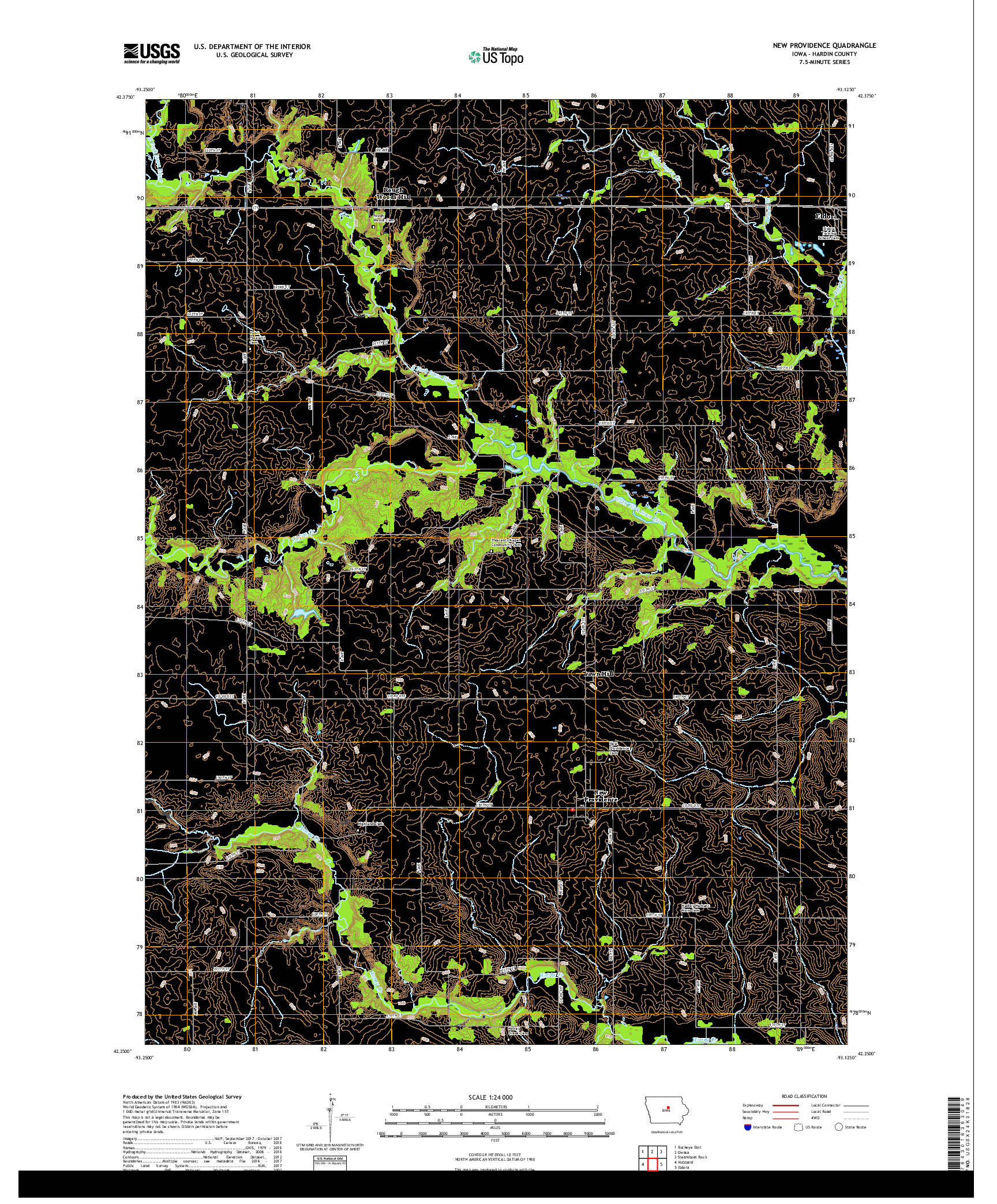 USGS US TOPO 7.5-MINUTE MAP FOR NEW PROVIDENCE, IA 2018