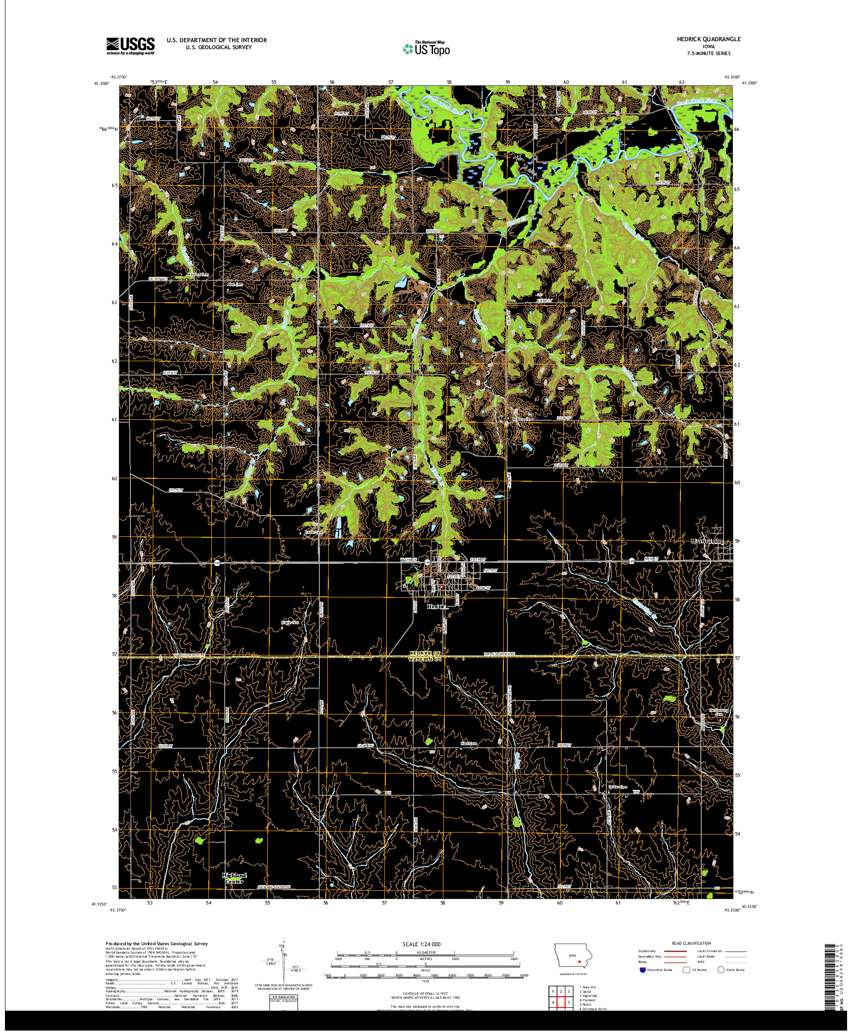 USGS US TOPO 7.5-MINUTE MAP FOR HEDRICK, IA 2018