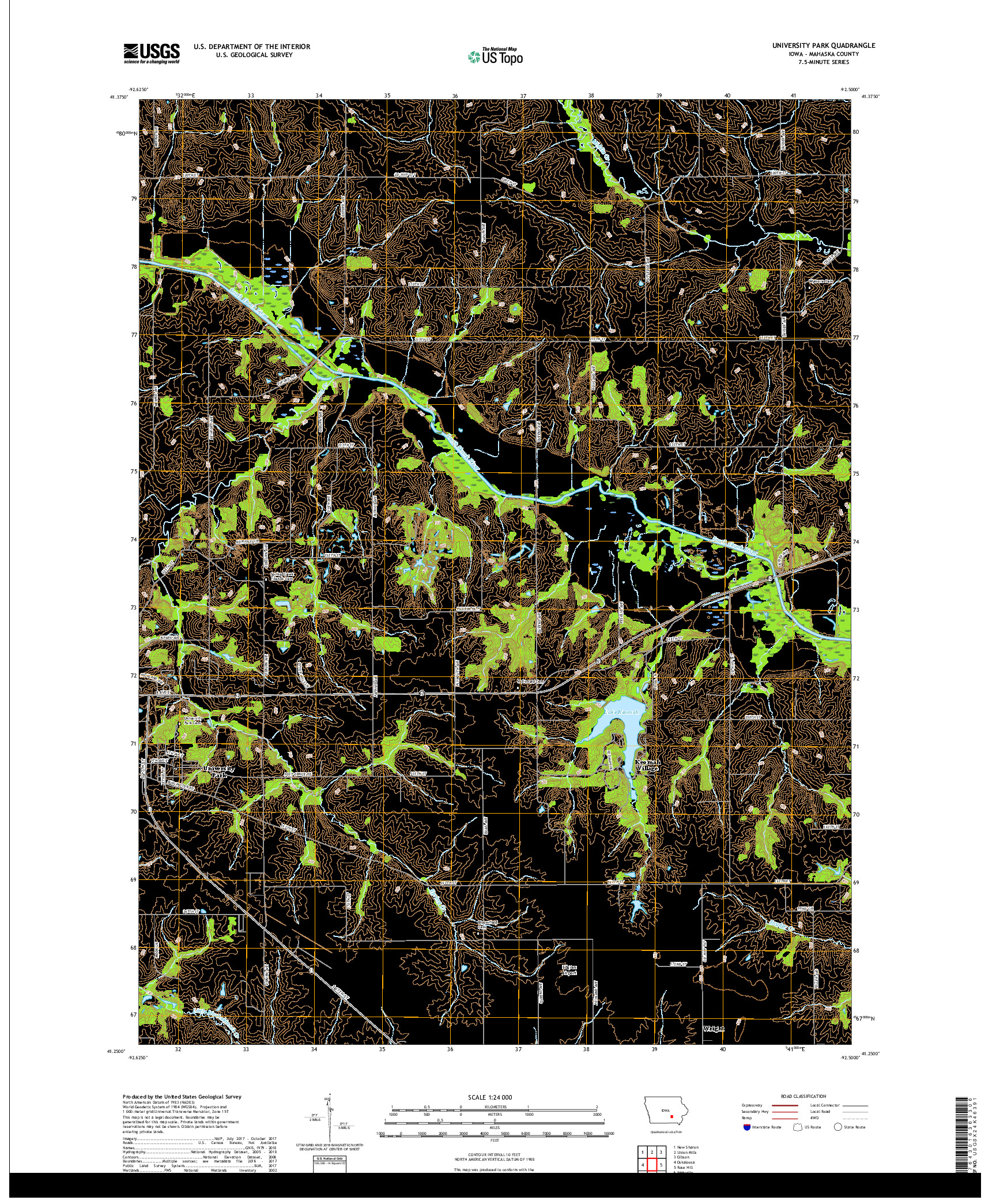 USGS US TOPO 7.5-MINUTE MAP FOR UNIVERSITY PARK, IA 2018