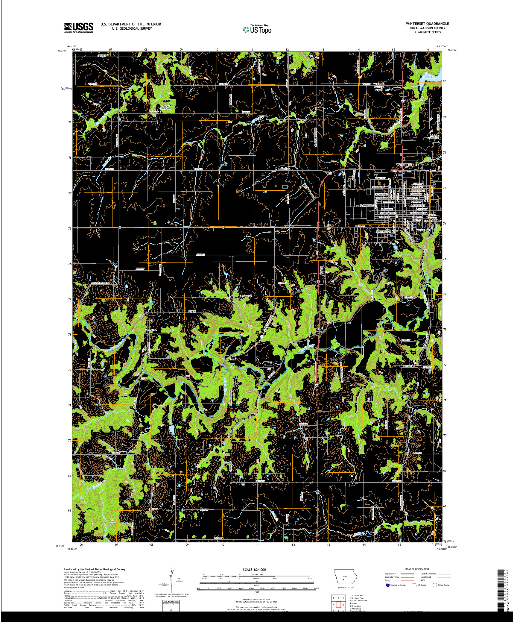 USGS US TOPO 7.5-MINUTE MAP FOR WINTERSET, IA 2018