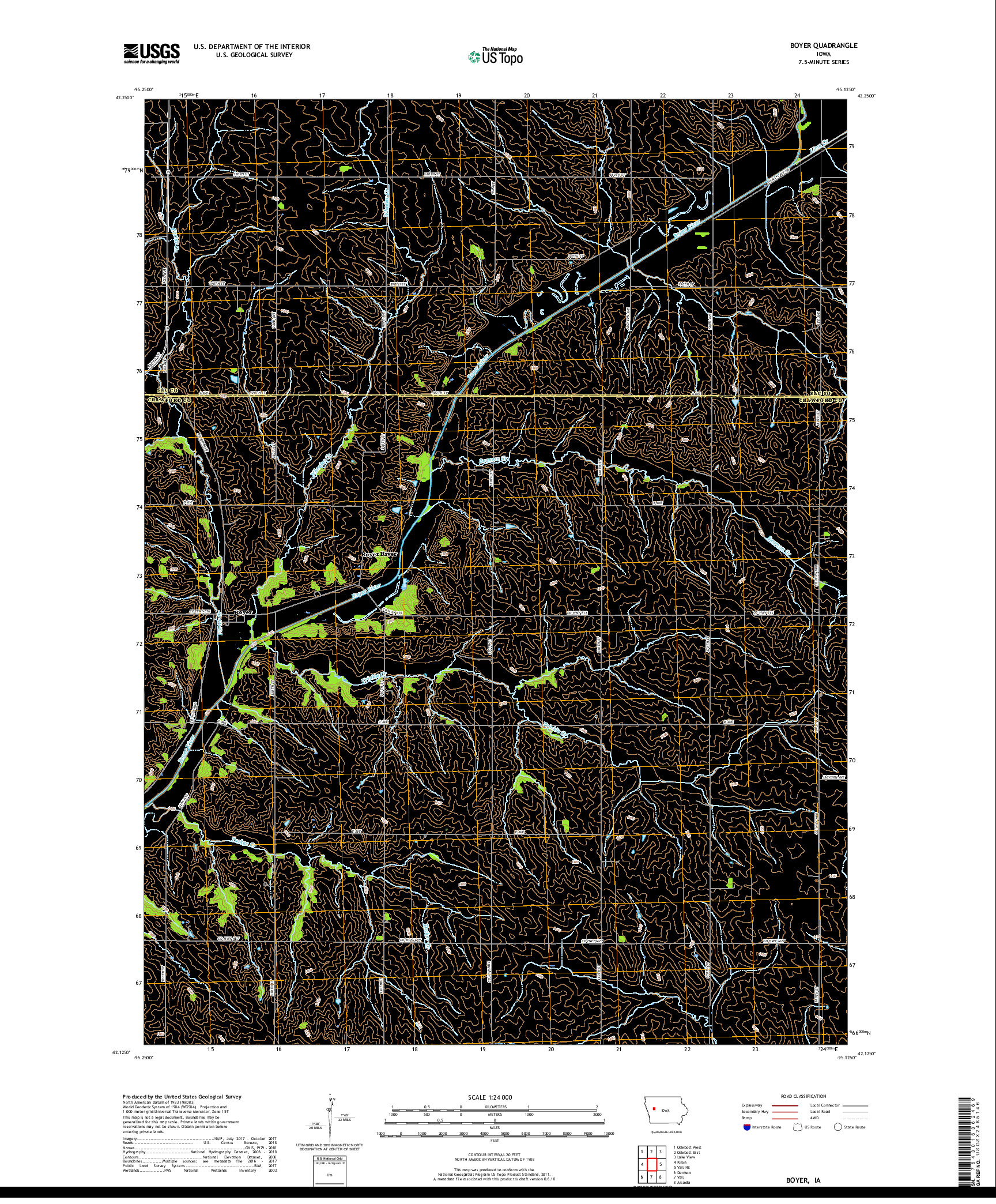 USGS US TOPO 7.5-MINUTE MAP FOR BOYER, IA 2018