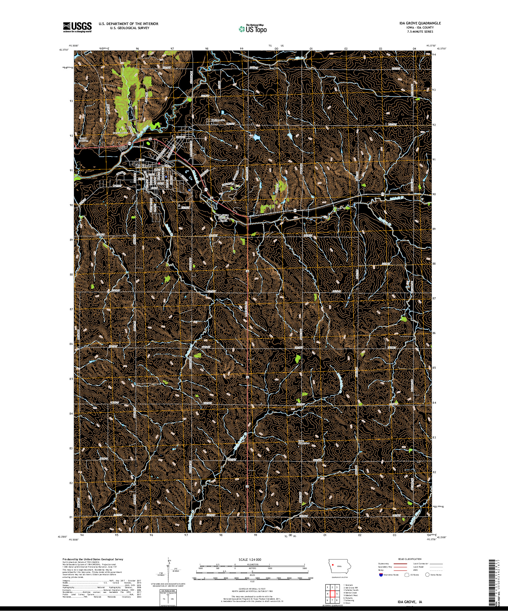 USGS US TOPO 7.5-MINUTE MAP FOR IDA GROVE, IA 2018