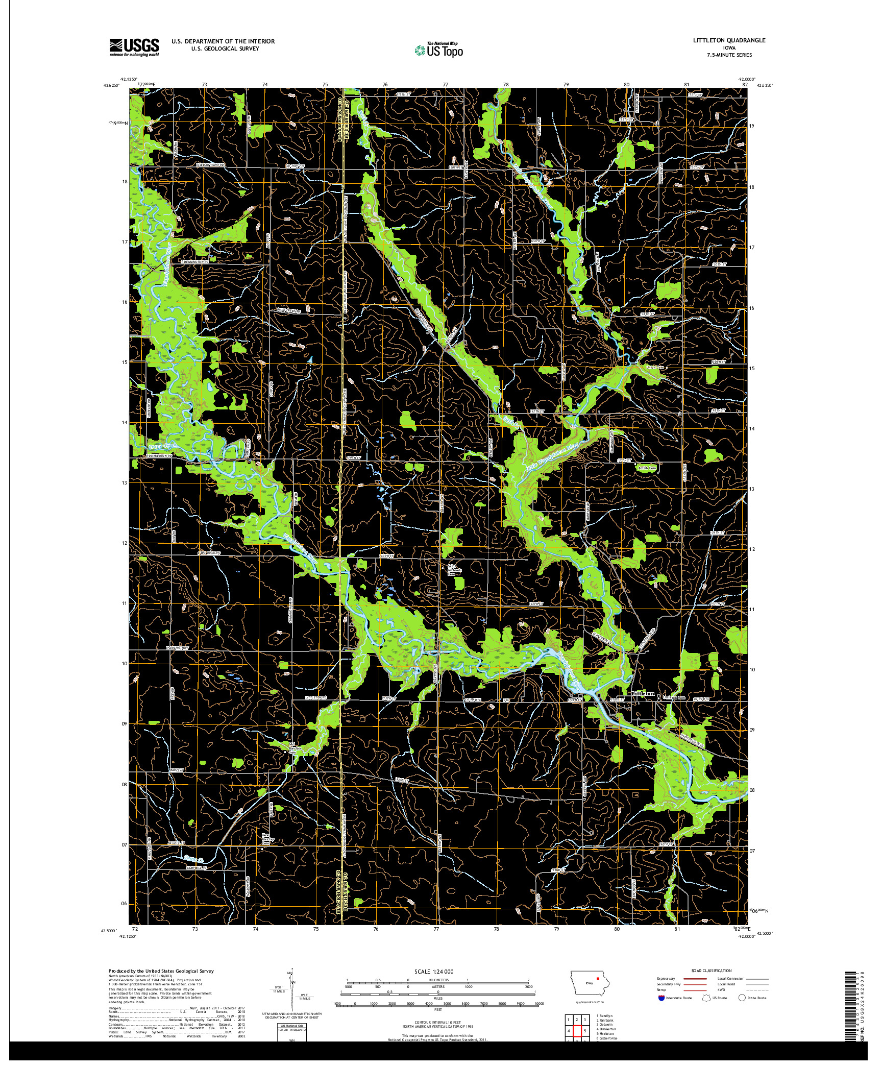 USGS US TOPO 7.5-MINUTE MAP FOR LITTLETON, IA 2018