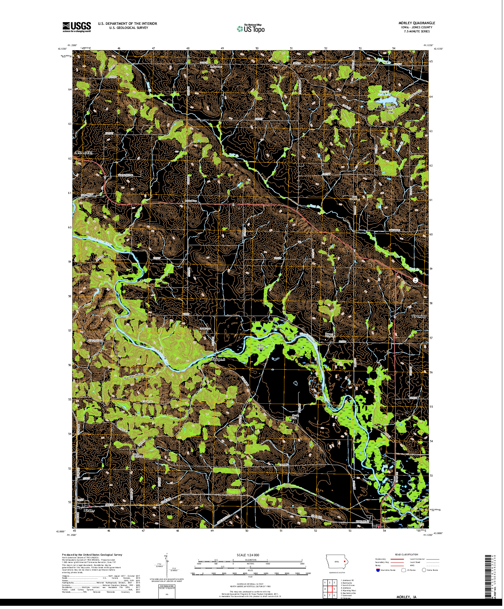 USGS US TOPO 7.5-MINUTE MAP FOR MORLEY, IA 2018