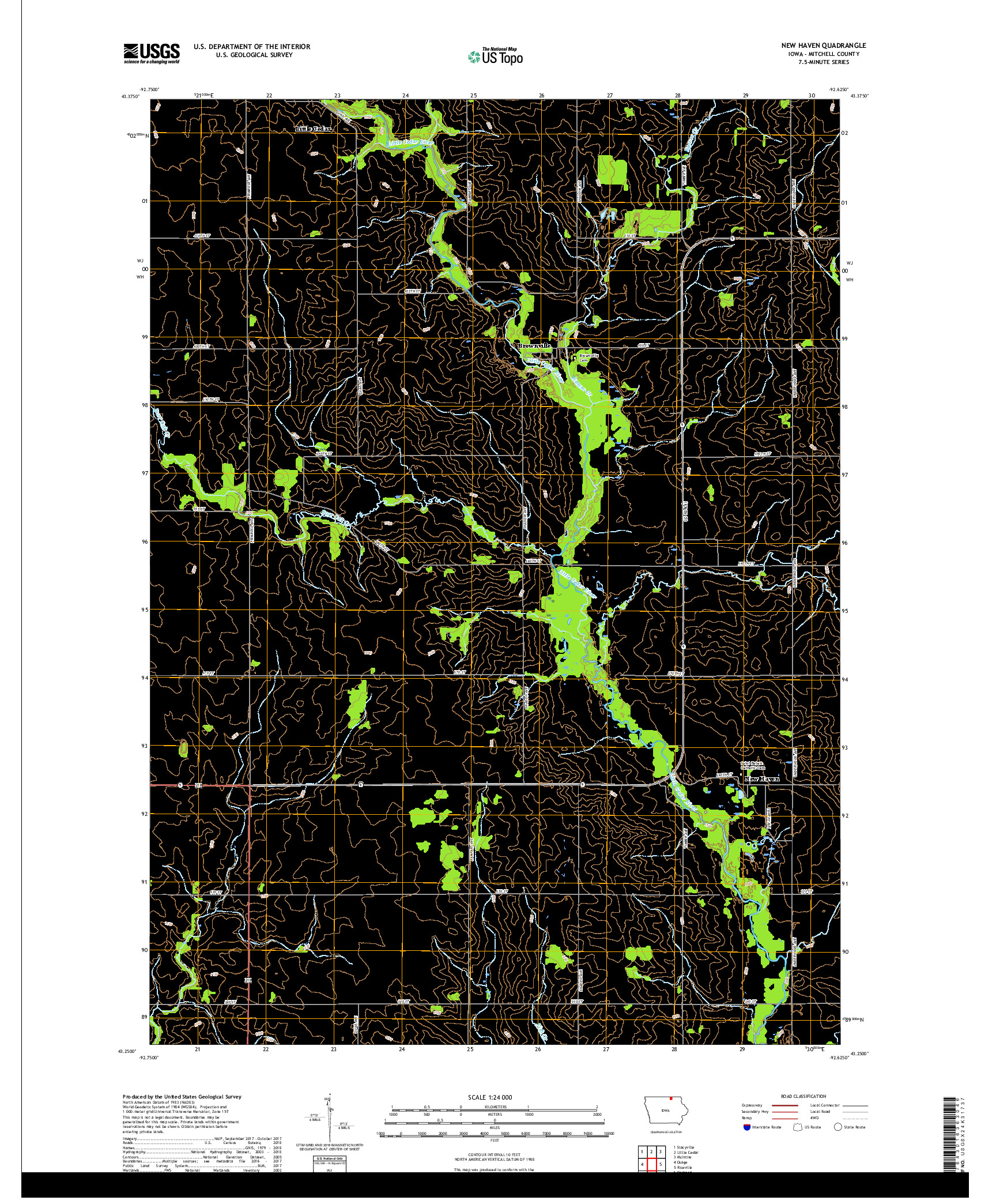 USGS US TOPO 7.5-MINUTE MAP FOR NEW HAVEN, IA 2018