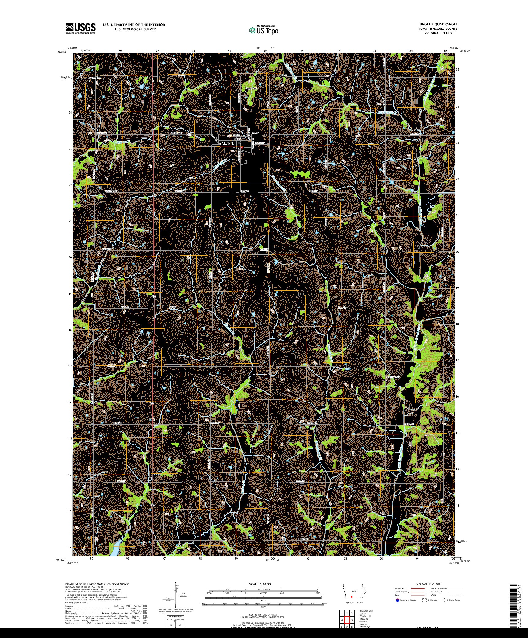 USGS US TOPO 7.5-MINUTE MAP FOR TINGLEY, IA 2018