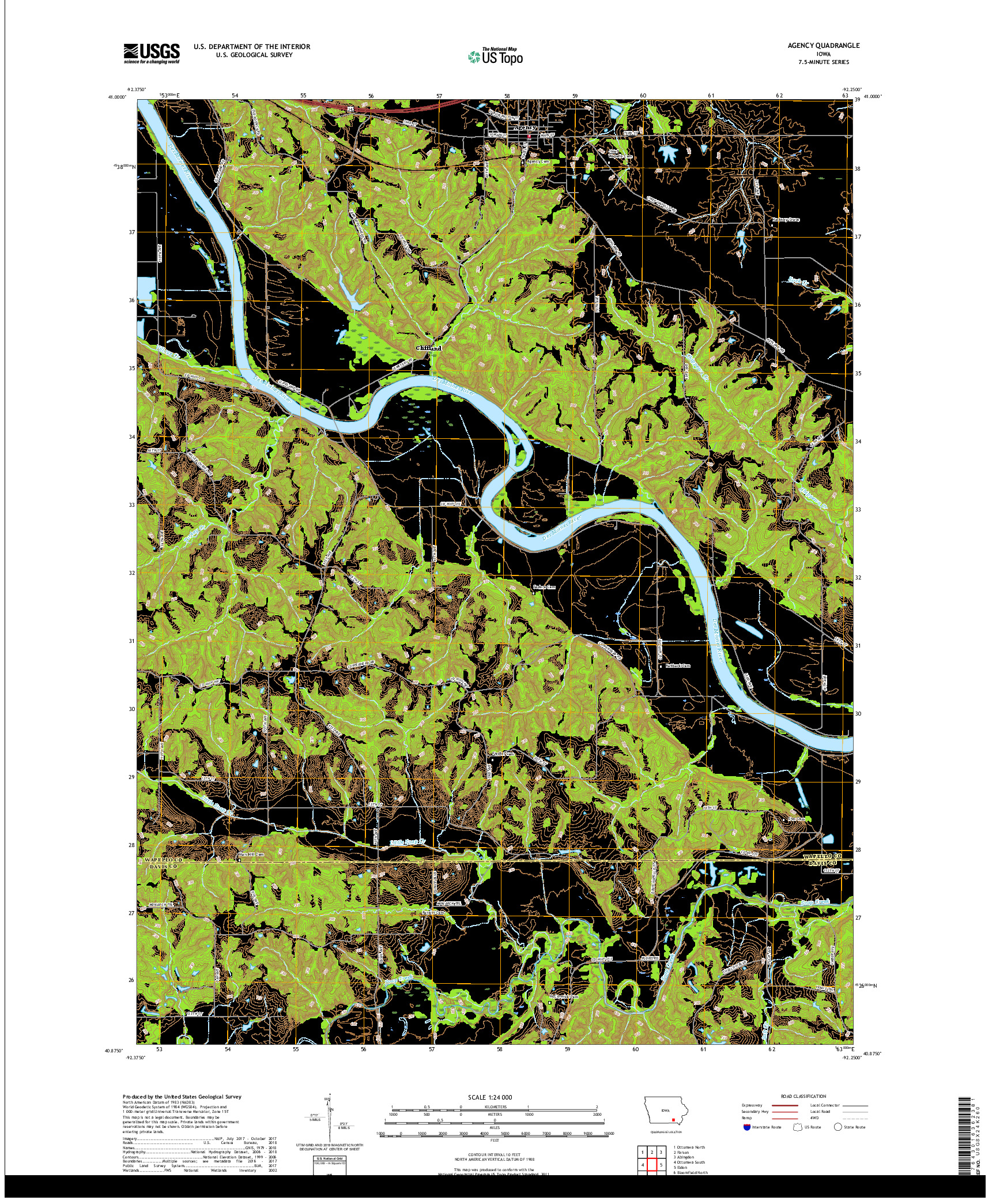 USGS US TOPO 7.5-MINUTE MAP FOR AGENCY, IA 2018