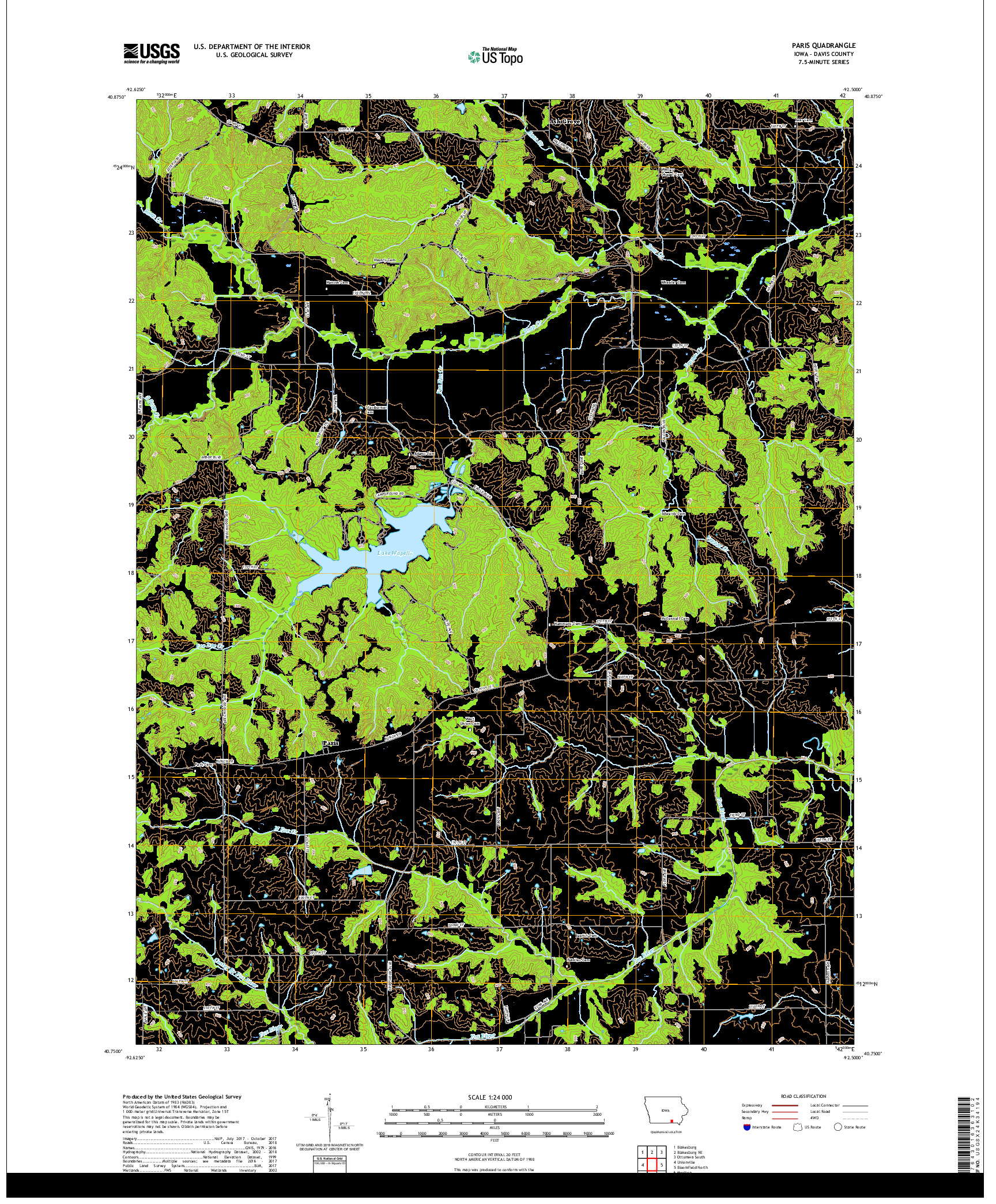 USGS US TOPO 7.5-MINUTE MAP FOR PARIS, IA 2018