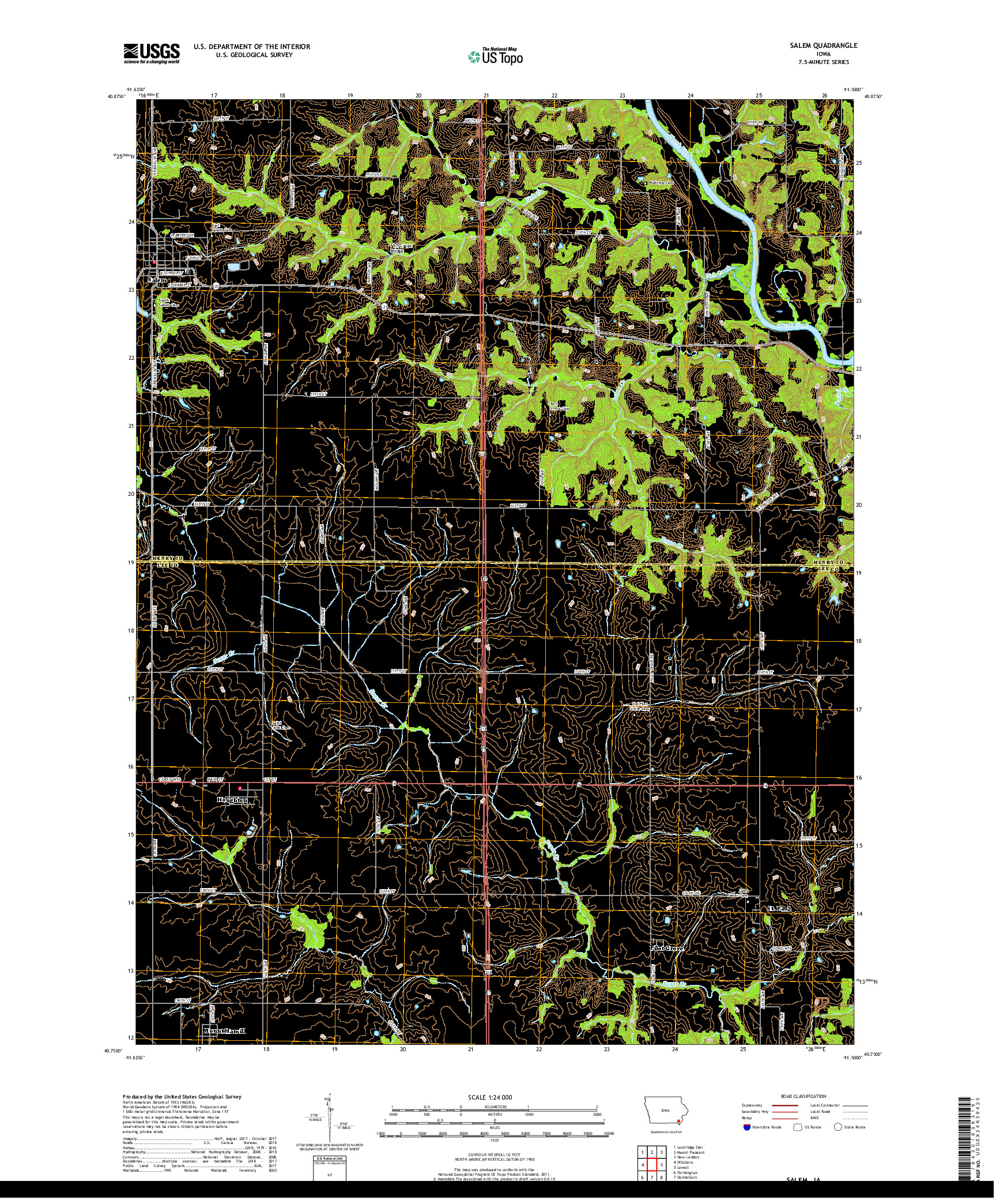 USGS US TOPO 7.5-MINUTE MAP FOR SALEM, IA 2018