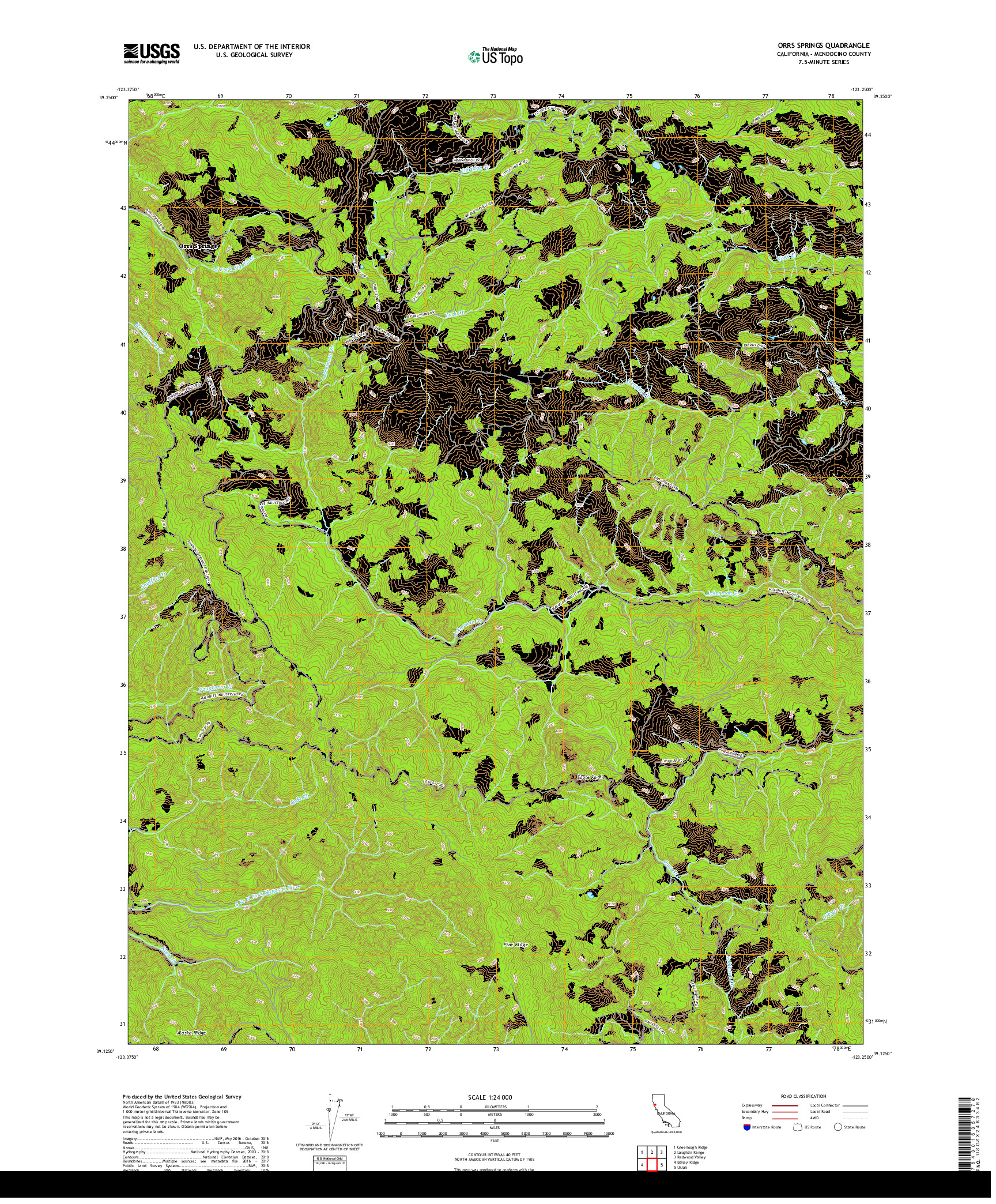 USGS US TOPO 7.5-MINUTE MAP FOR ORRS SPRINGS, CA 2018