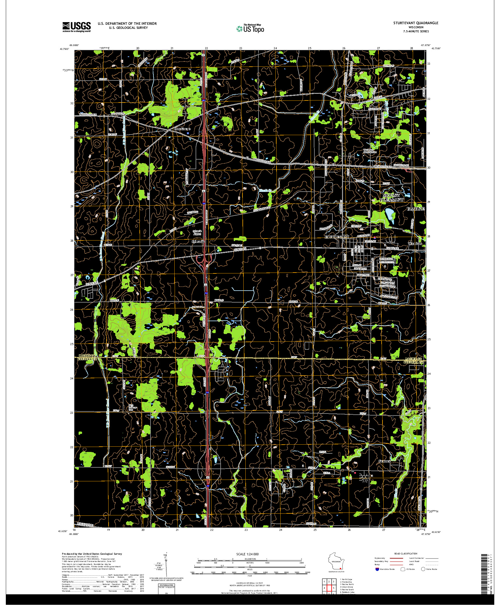 USGS US TOPO 7.5-MINUTE MAP FOR STURTEVANT, WI 2018