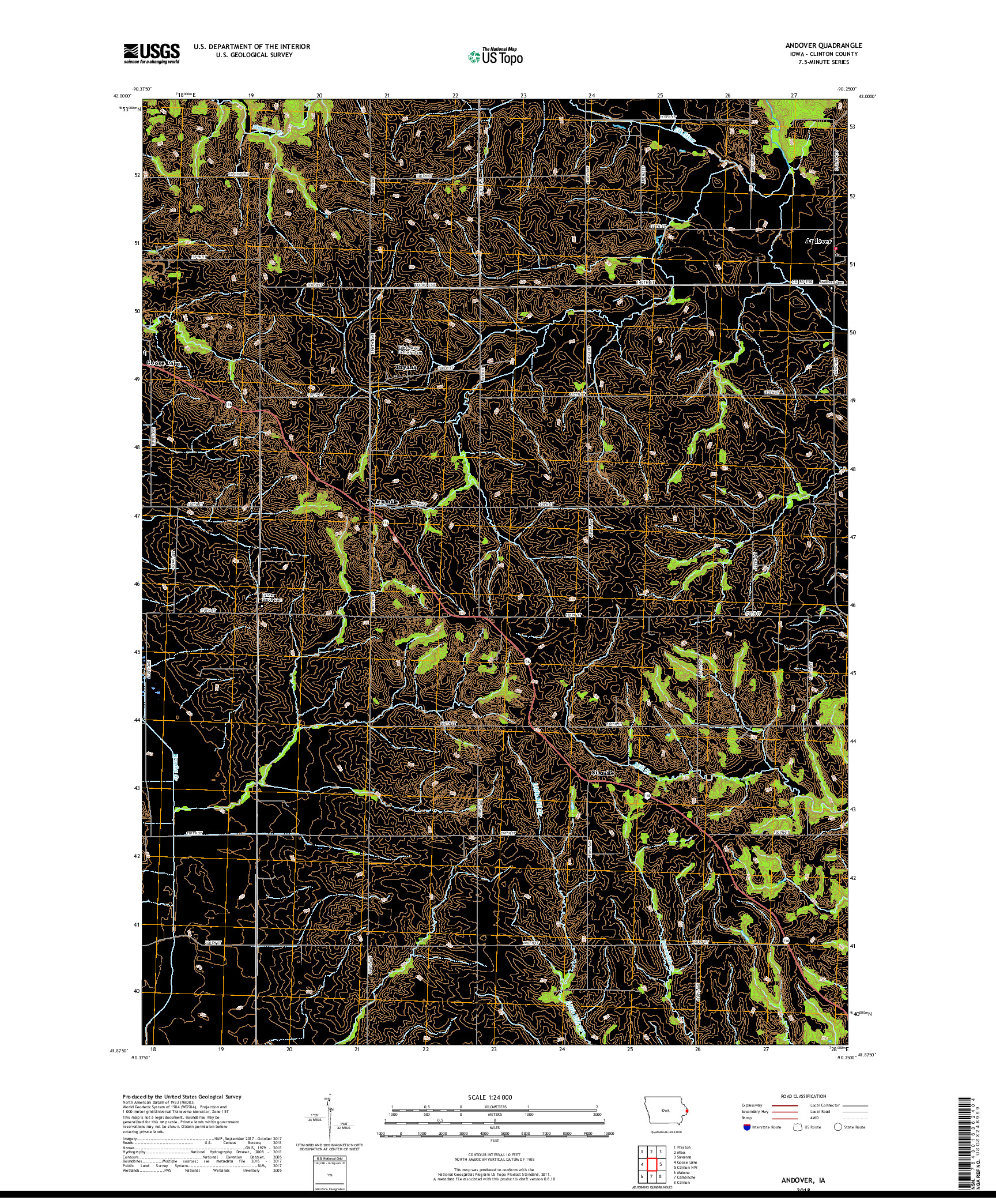 USGS US TOPO 7.5-MINUTE MAP FOR ANDOVER, IA 2018