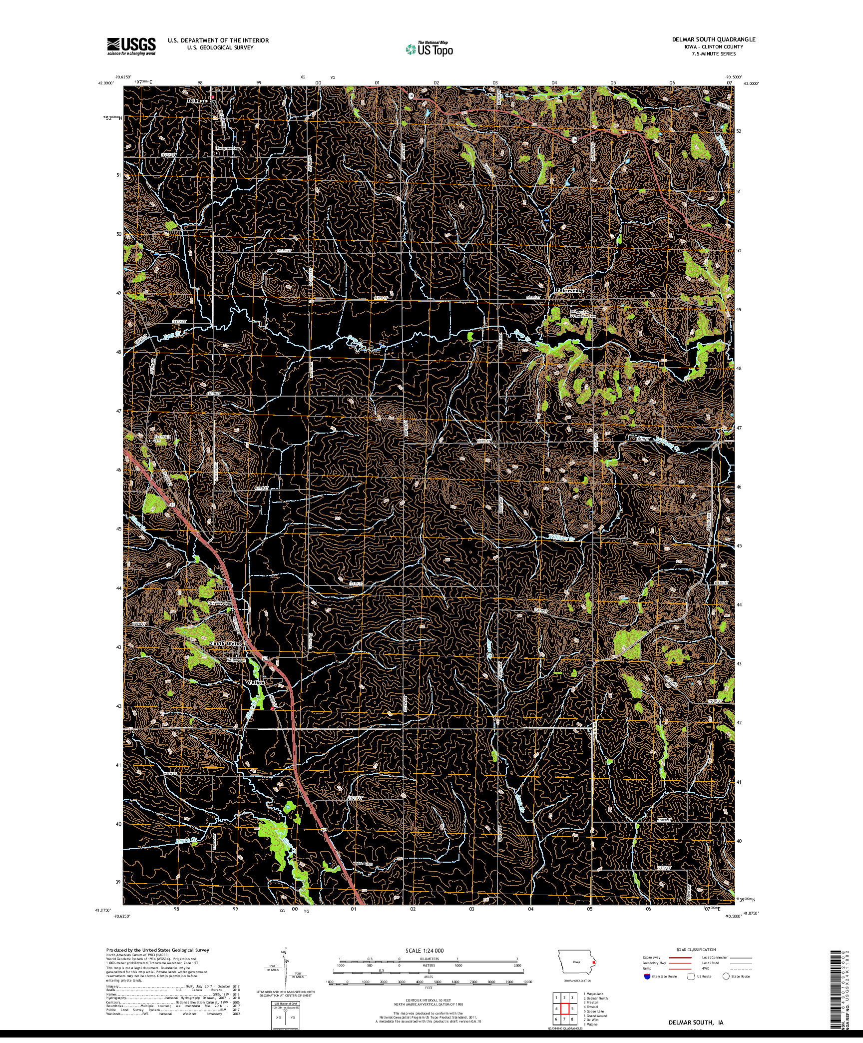 USGS US TOPO 7.5-MINUTE MAP FOR DELMAR SOUTH, IA 2018