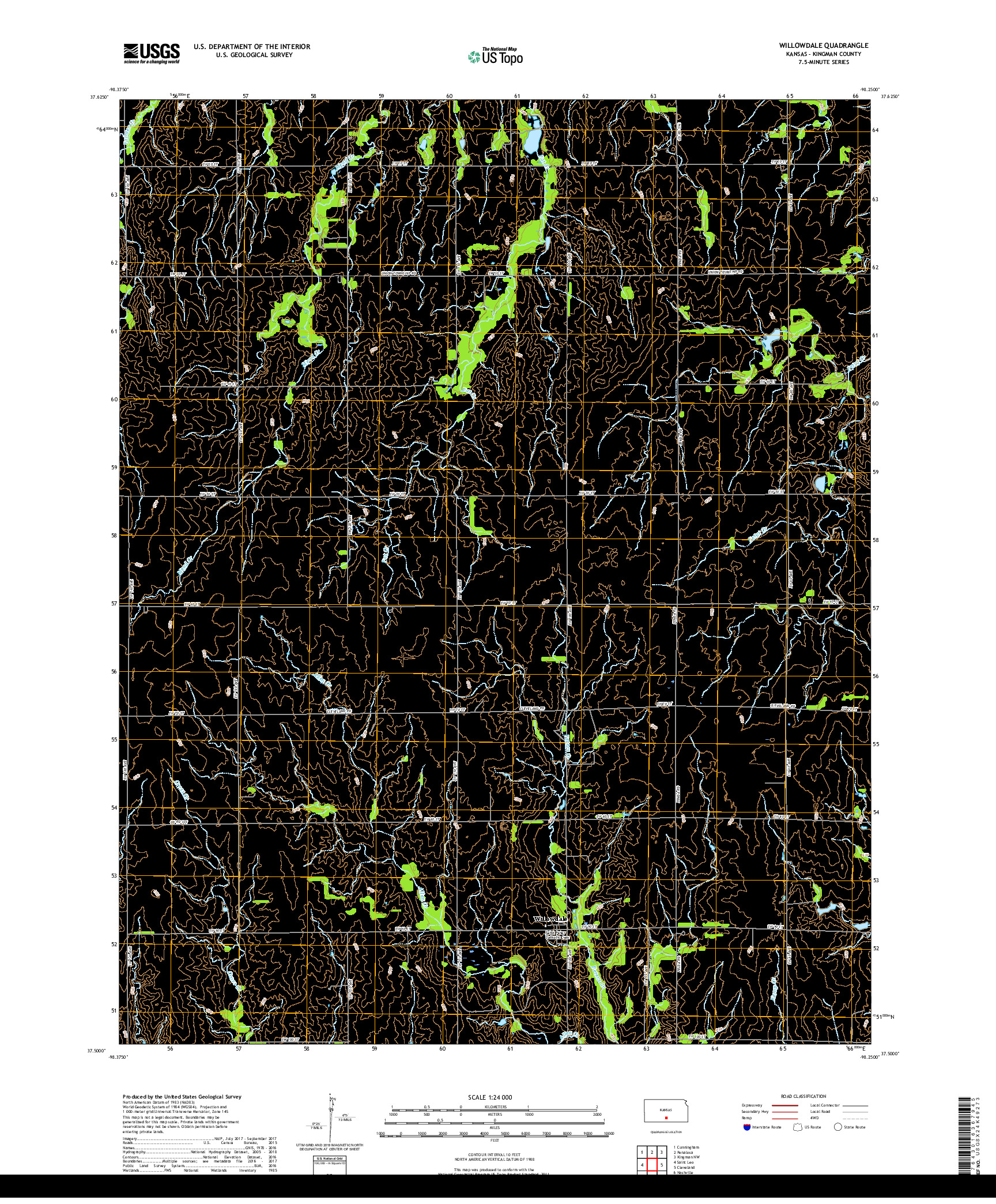 USGS US TOPO 7.5-MINUTE MAP FOR WILLOWDALE, KS 2018