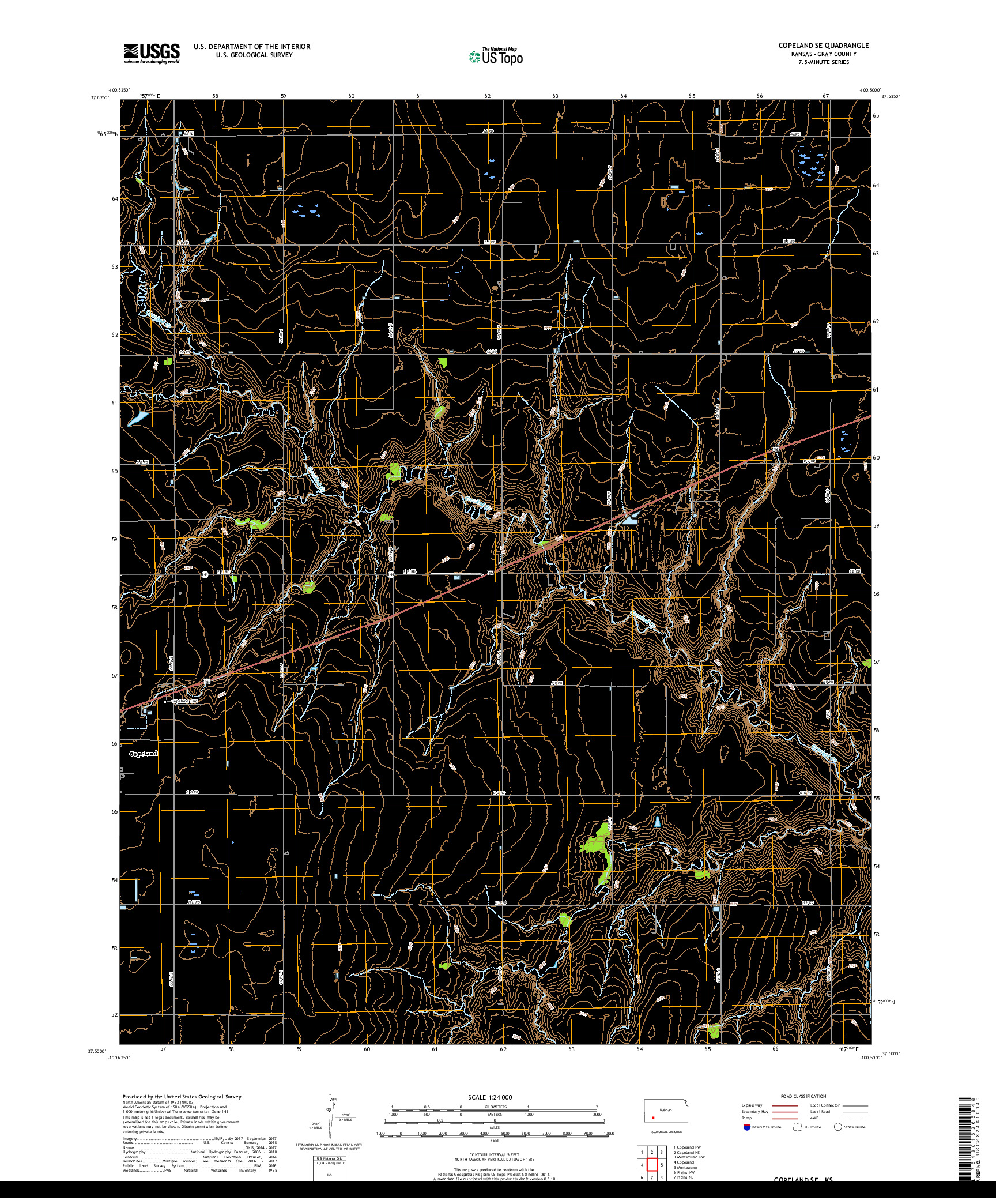USGS US TOPO 7.5-MINUTE MAP FOR COPELAND SE, KS 2018